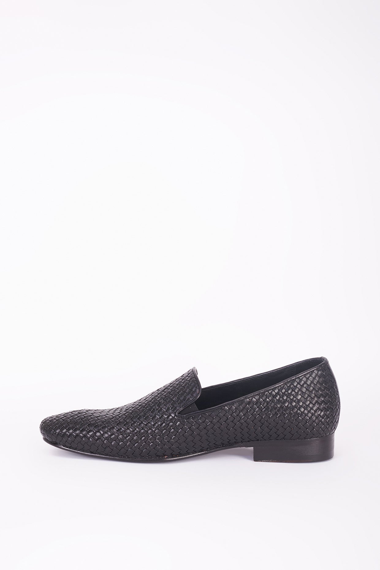 Black mesh Italian leather mocassin shoes