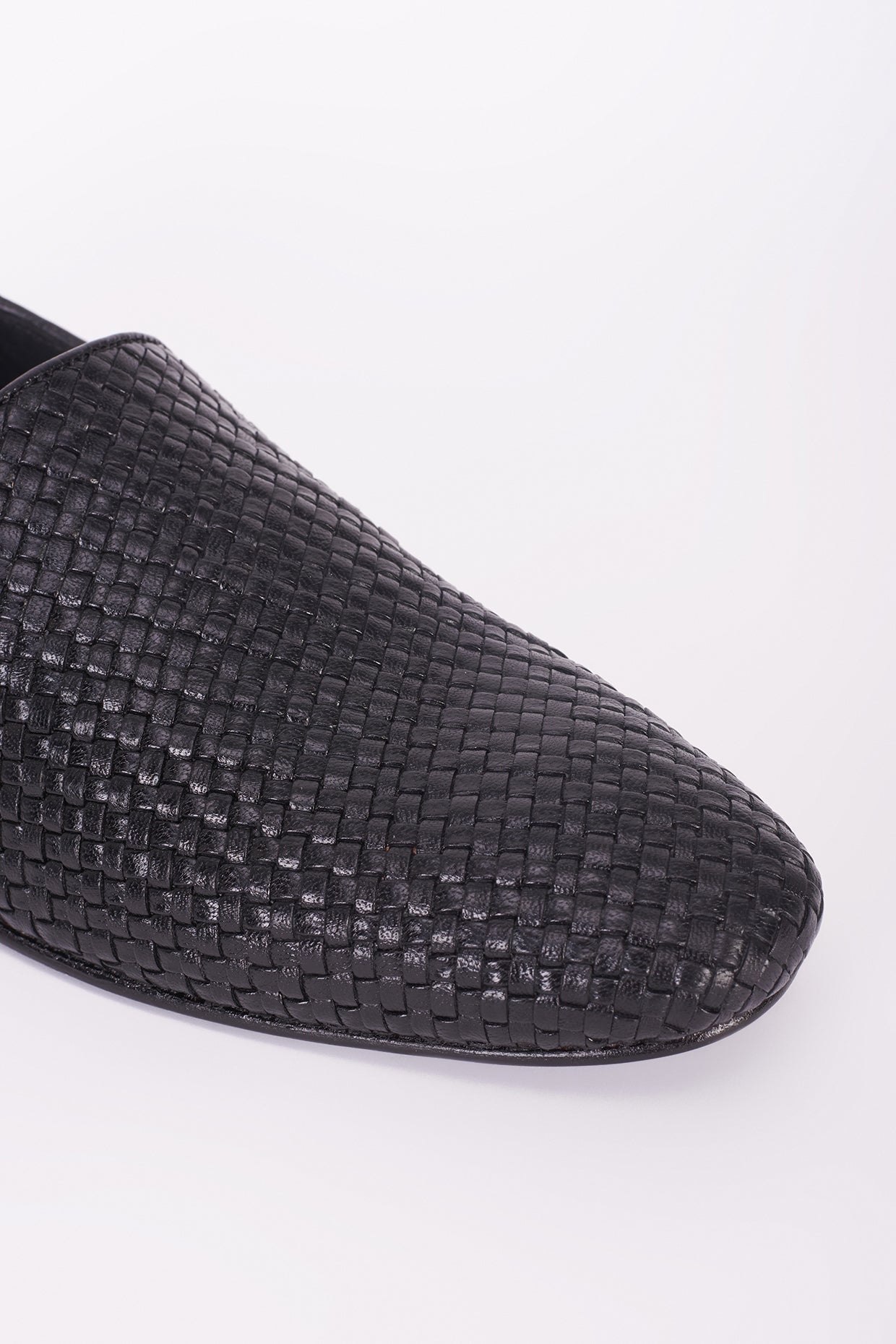 Black mesh Italian leather mocassin shoes