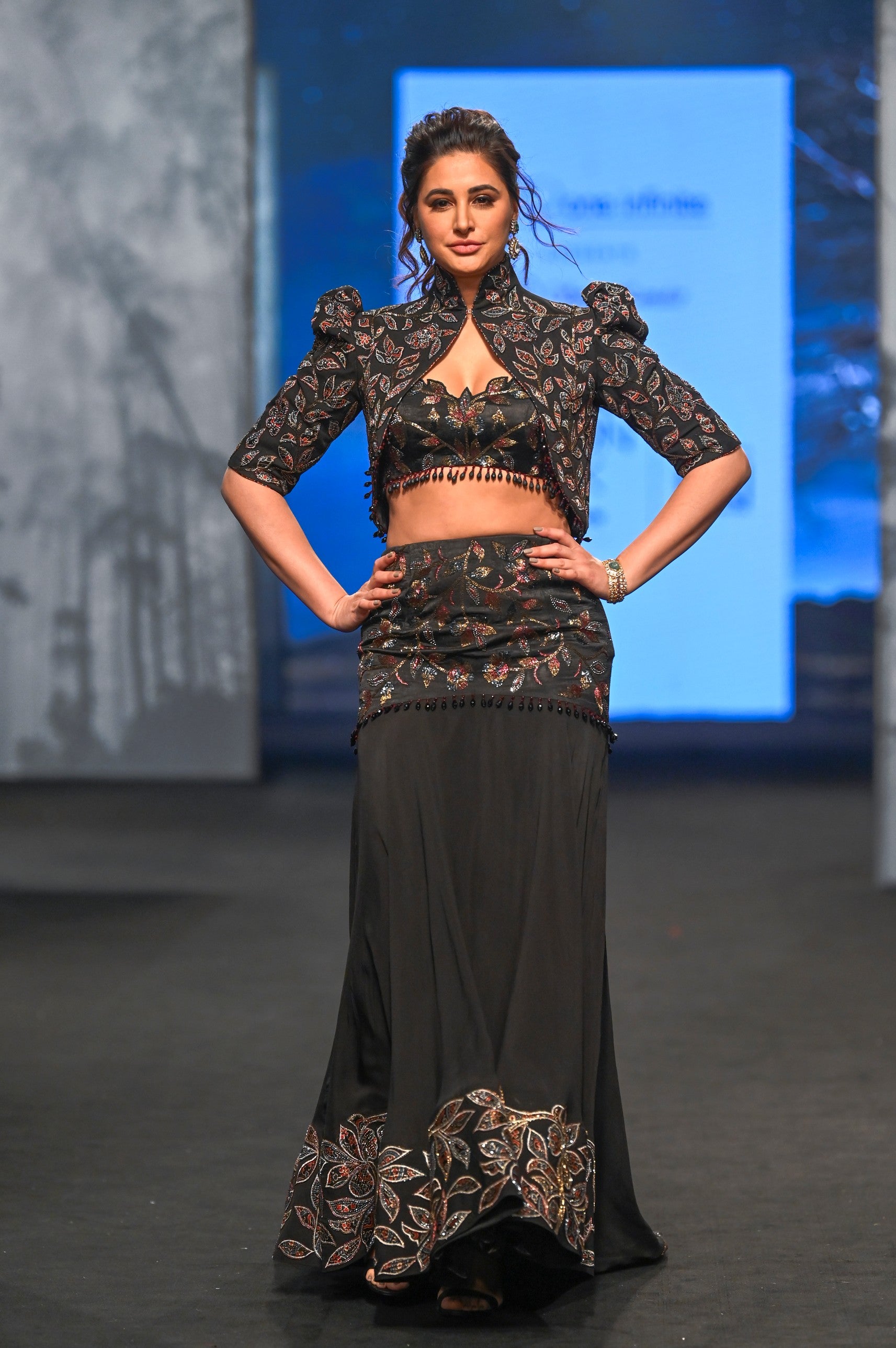 sable black fish tail skirt withblouse and  jacket