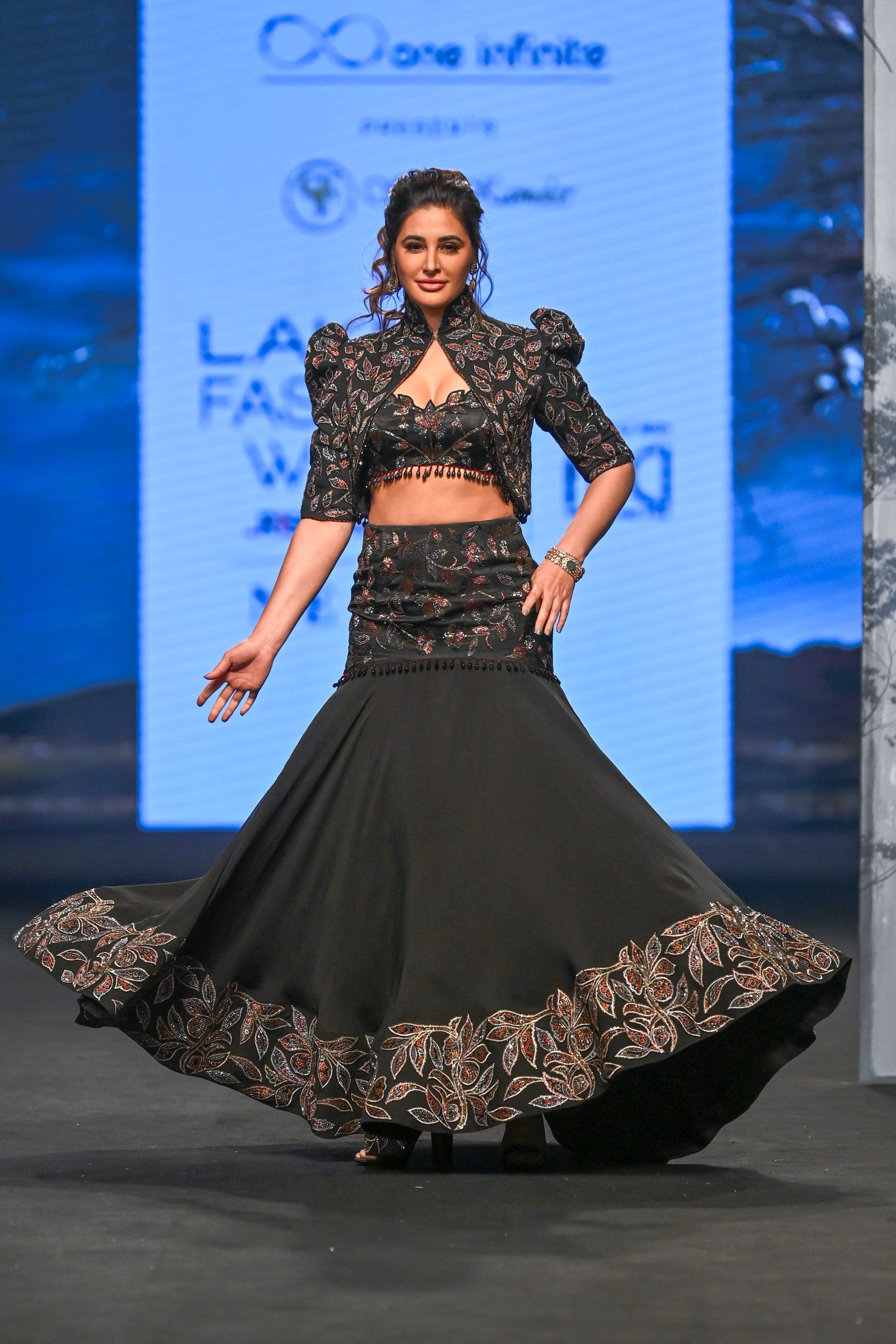 sable black fish tail skirt withblouse and  jacket