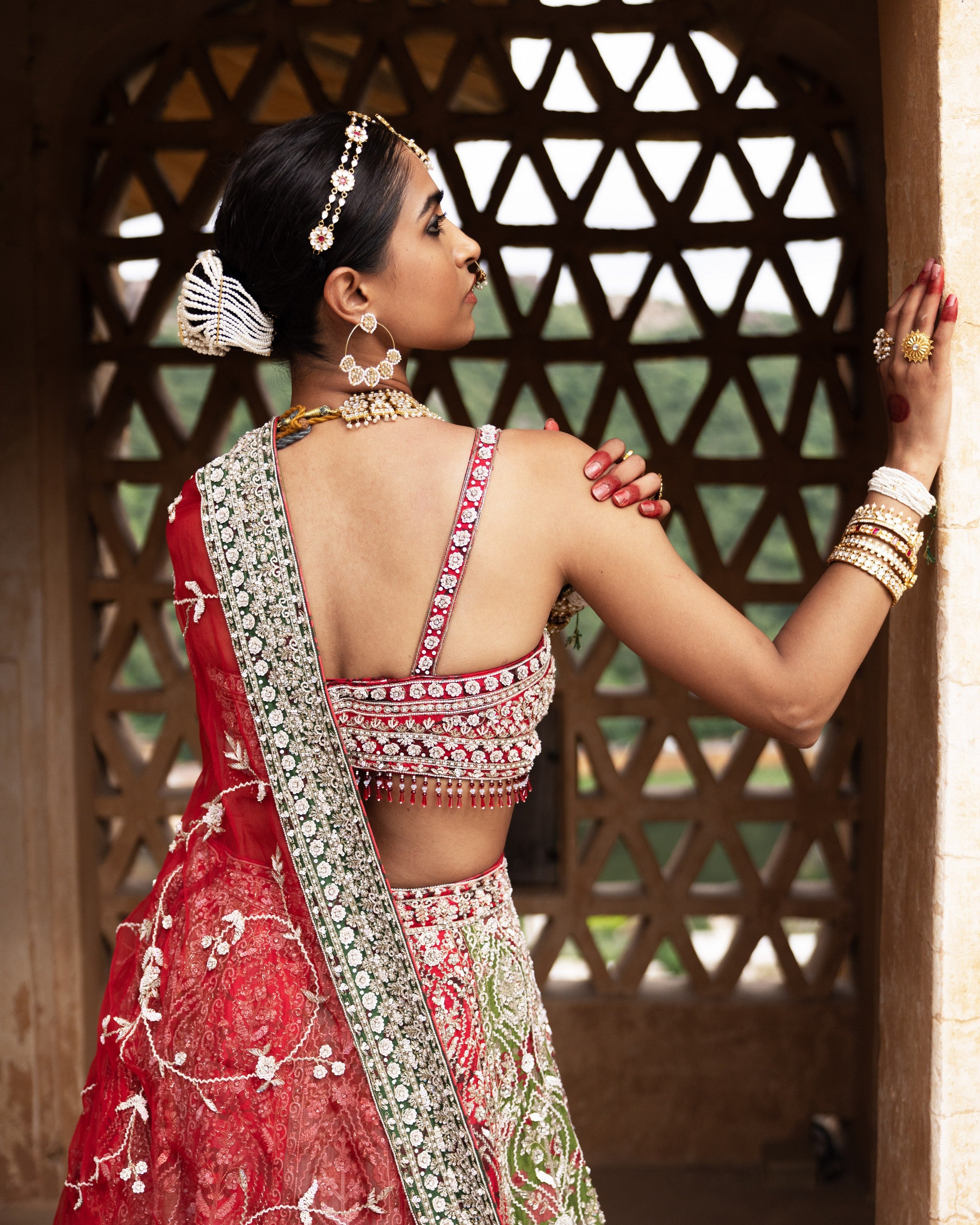 Eclipsed Ruby Wedding Lehenga