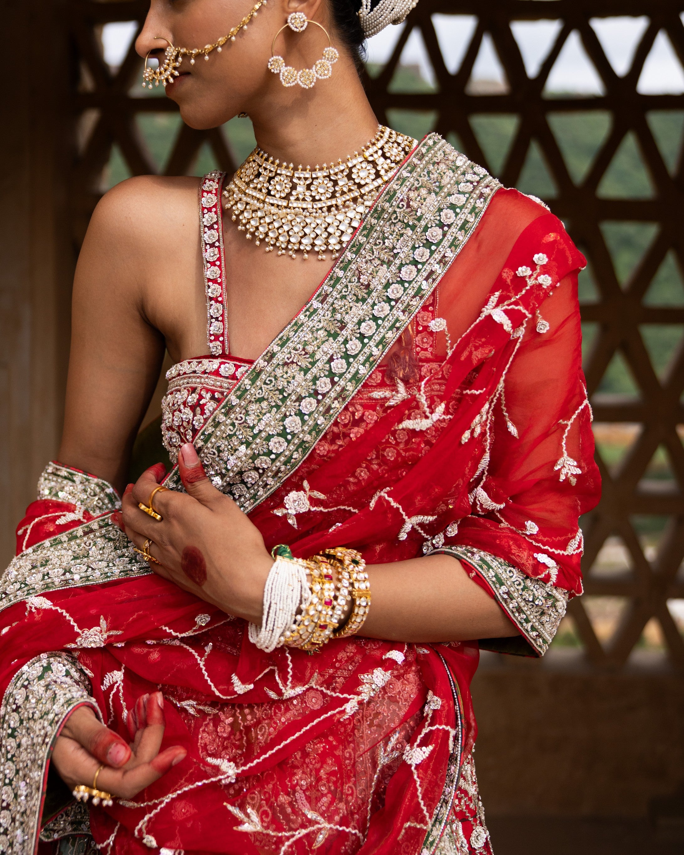 Eclipsed Ruby Wedding Lehenga
