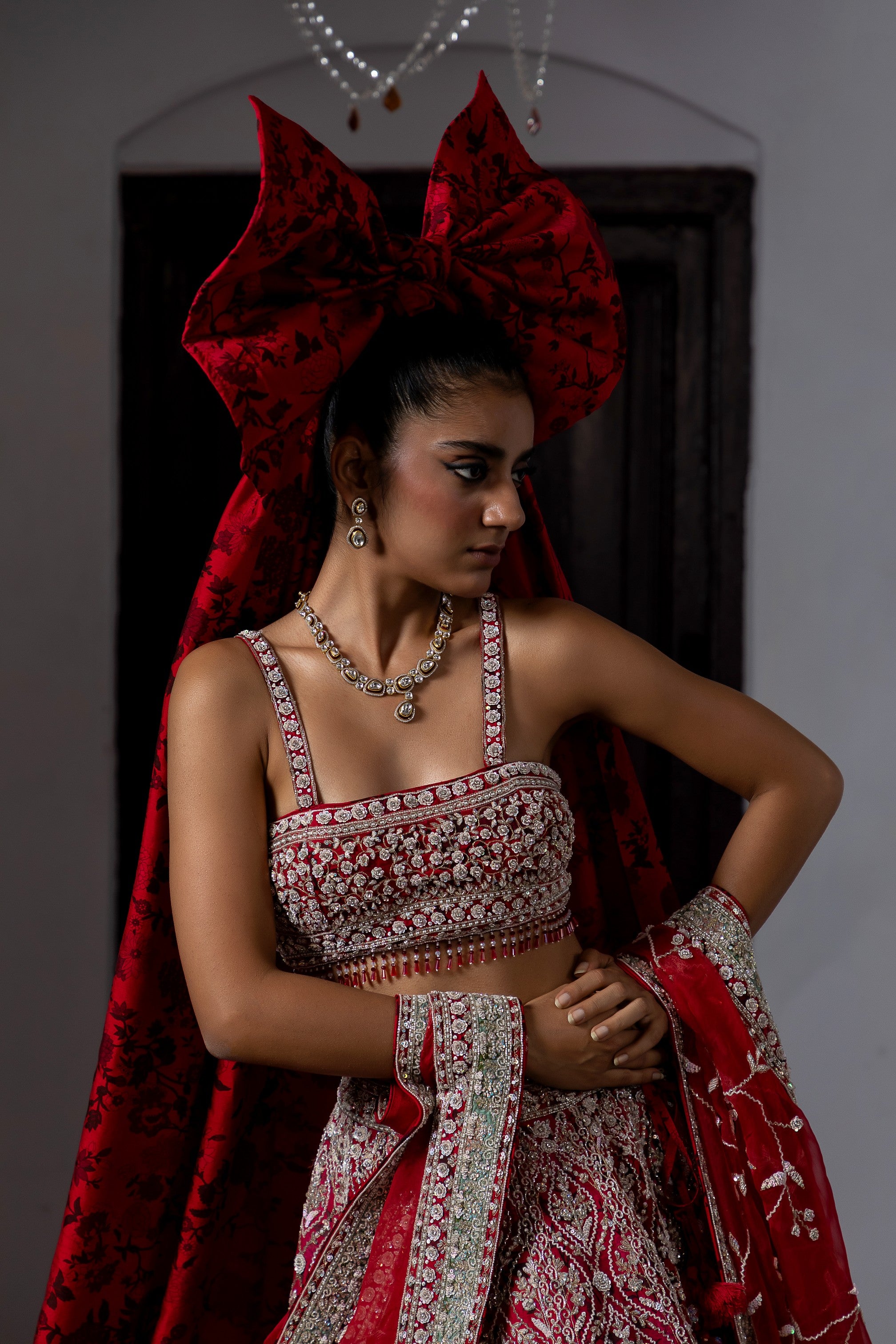 Eclipsed Ruby Wedding Lehenga