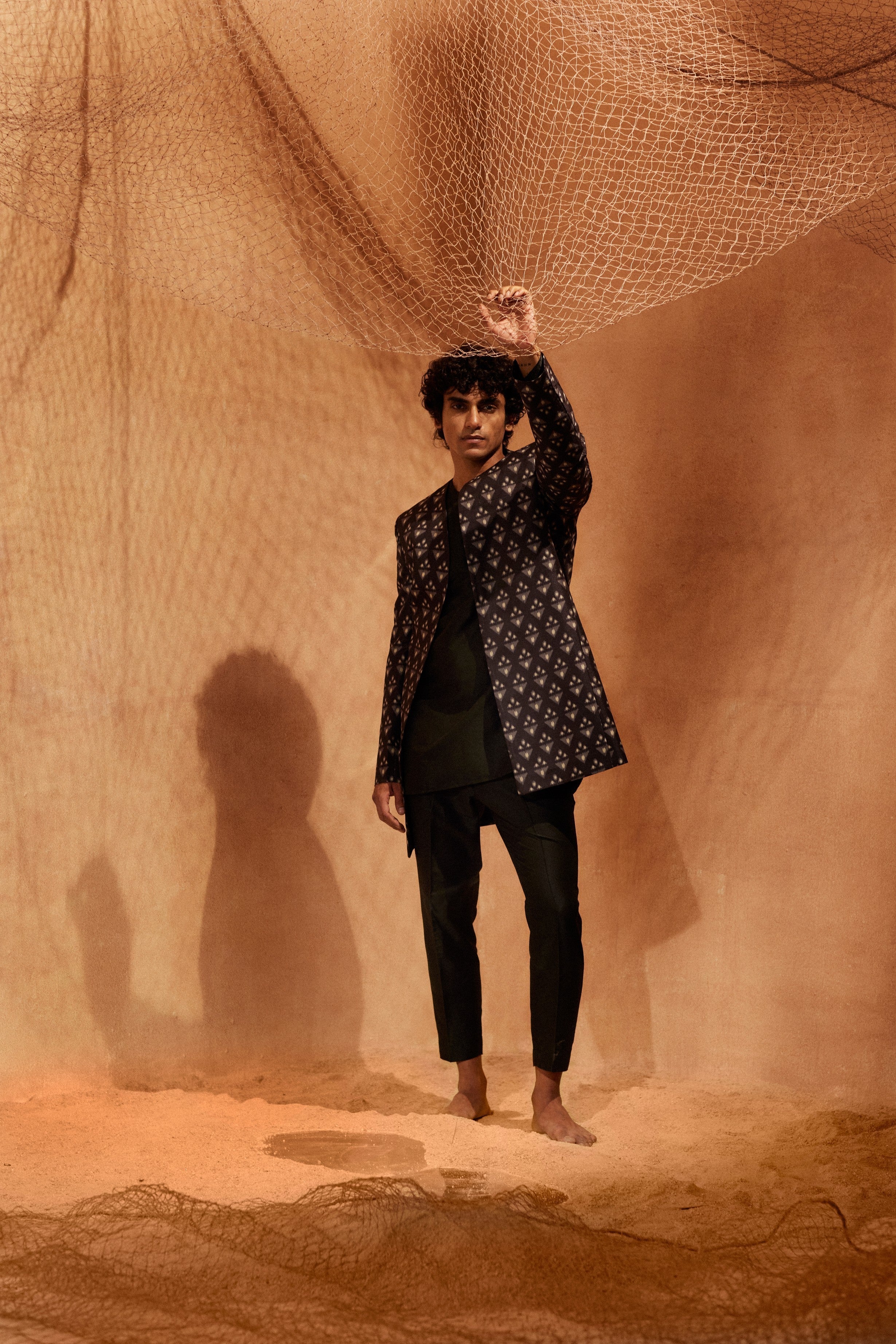 Black Amber Indo Western - Jacket with Kurti and pants