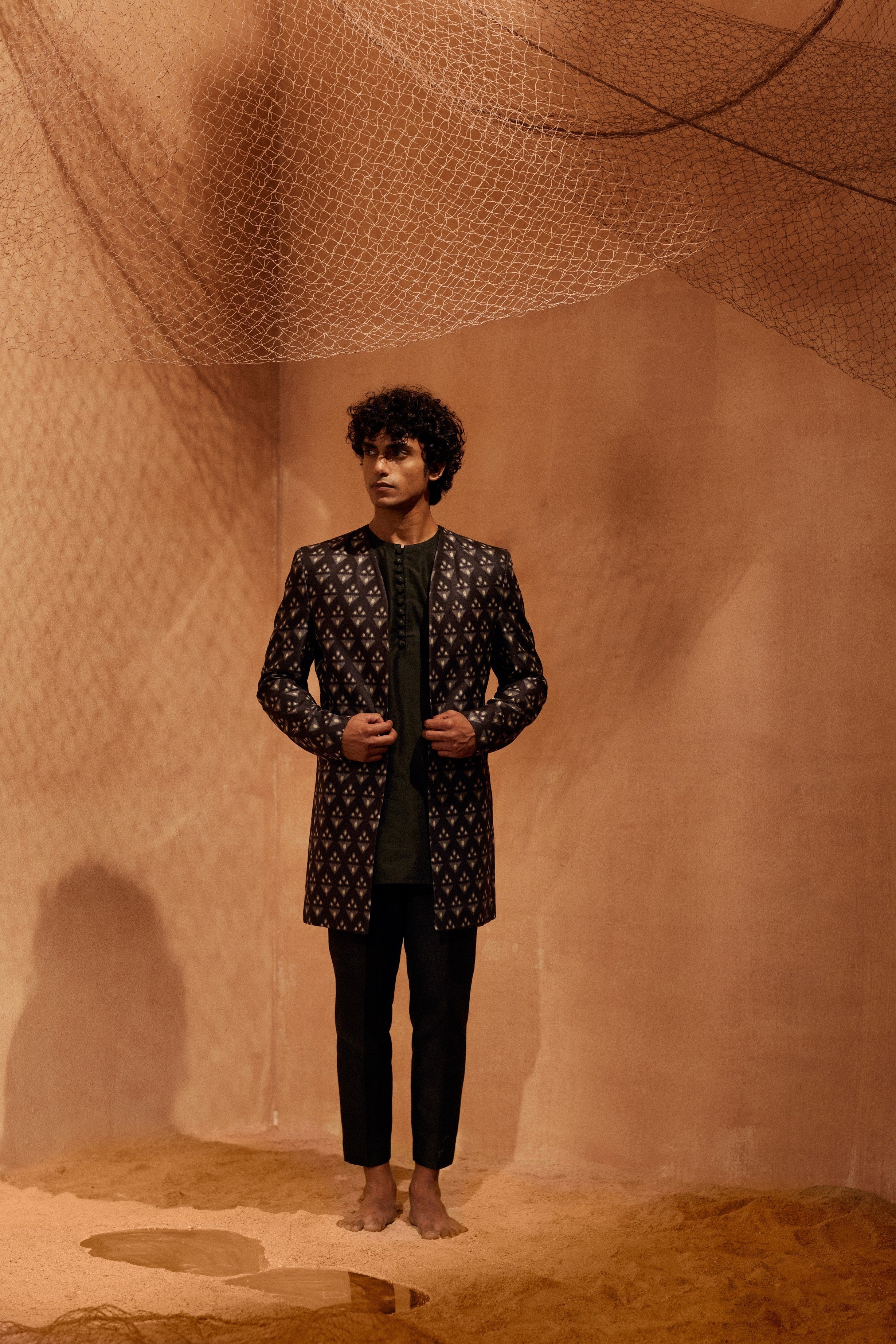 Black Amber Indo Western - Jacket with Kurti and pants