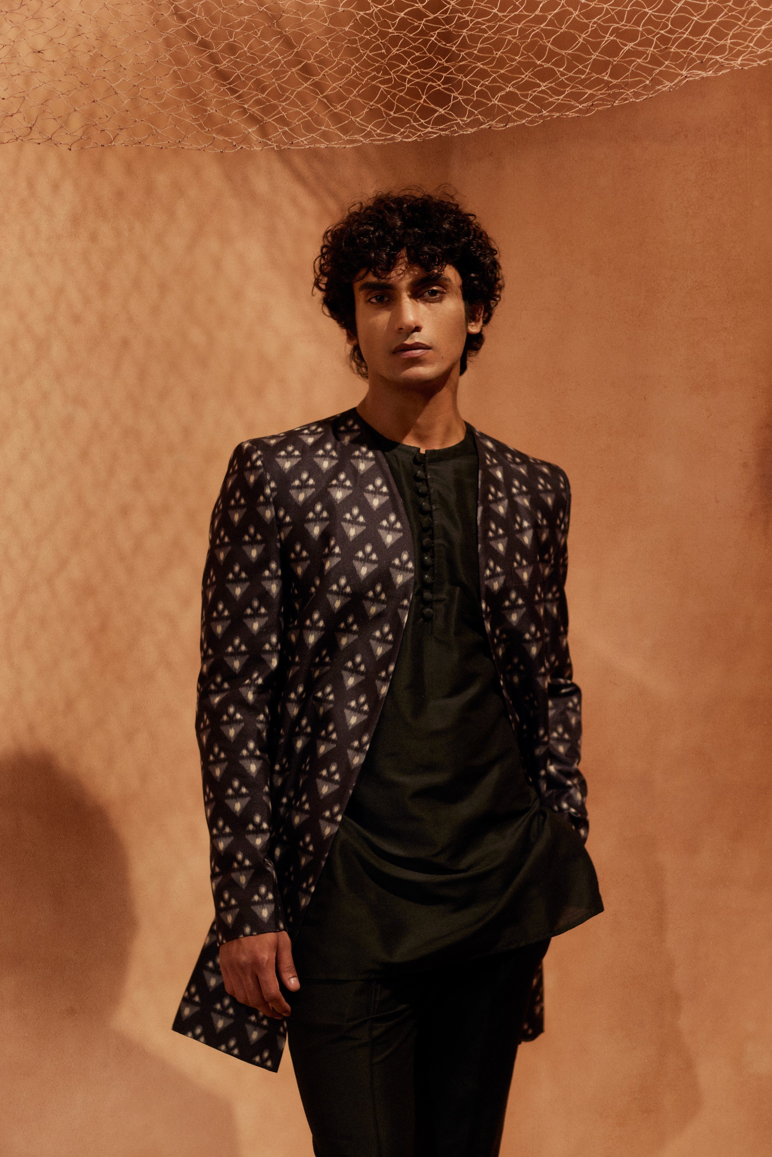 Black Amber Indo Western - Jacket with Kurti and pants