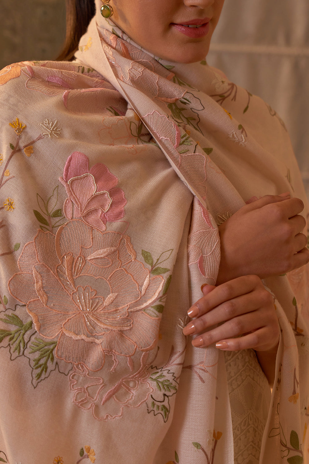 Eternal Blossom | Embroidered Pure Cashmere Stole