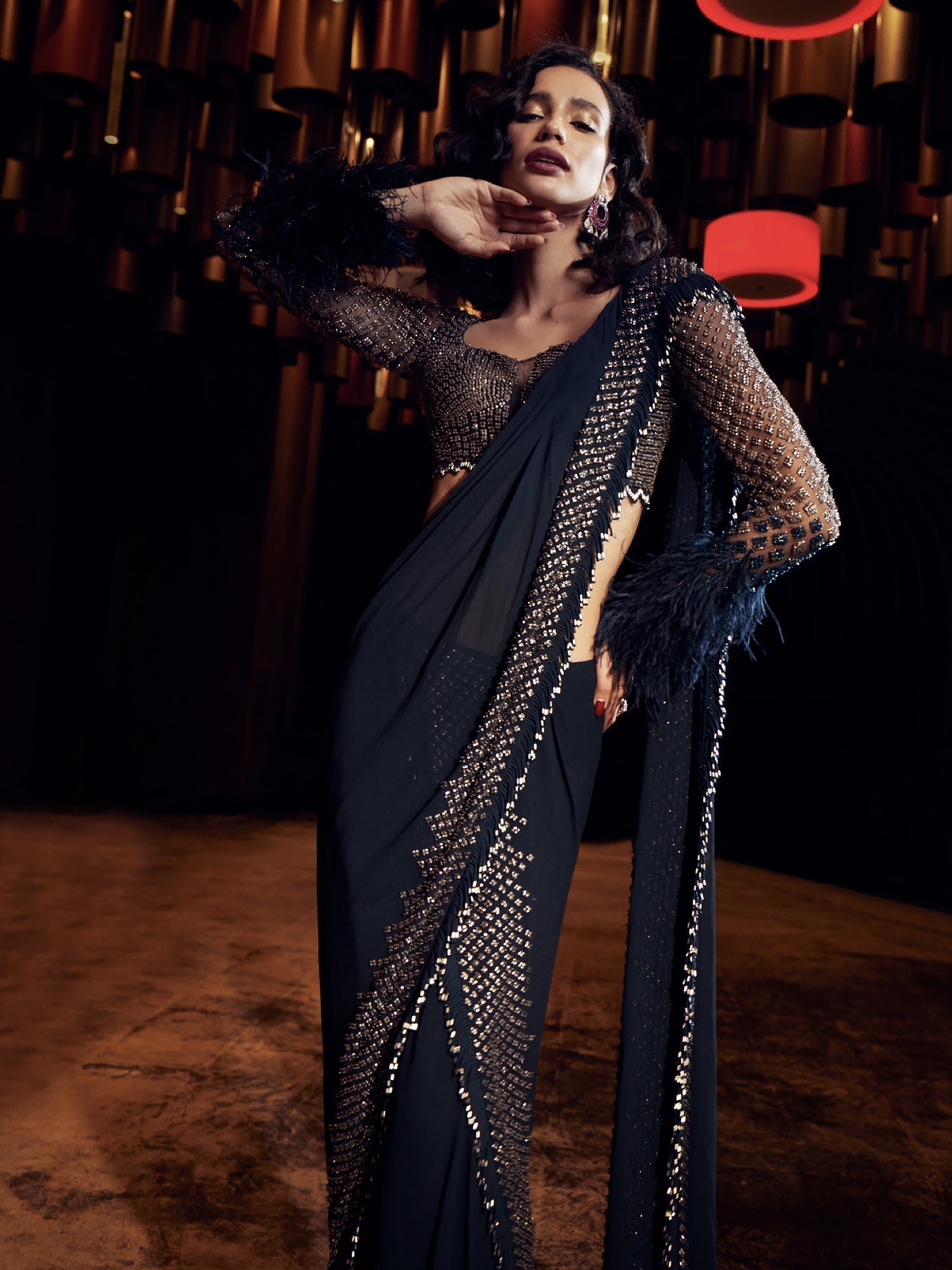 Ascher Fringe Draped Sari