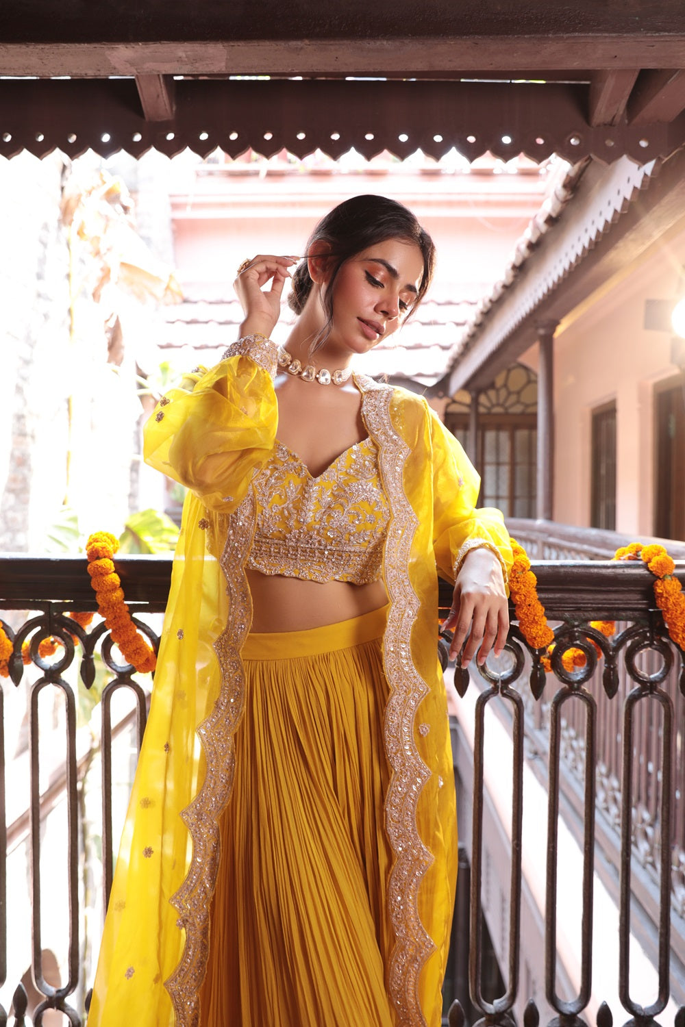 MUSTARD EMBROIDERD LEHENGA