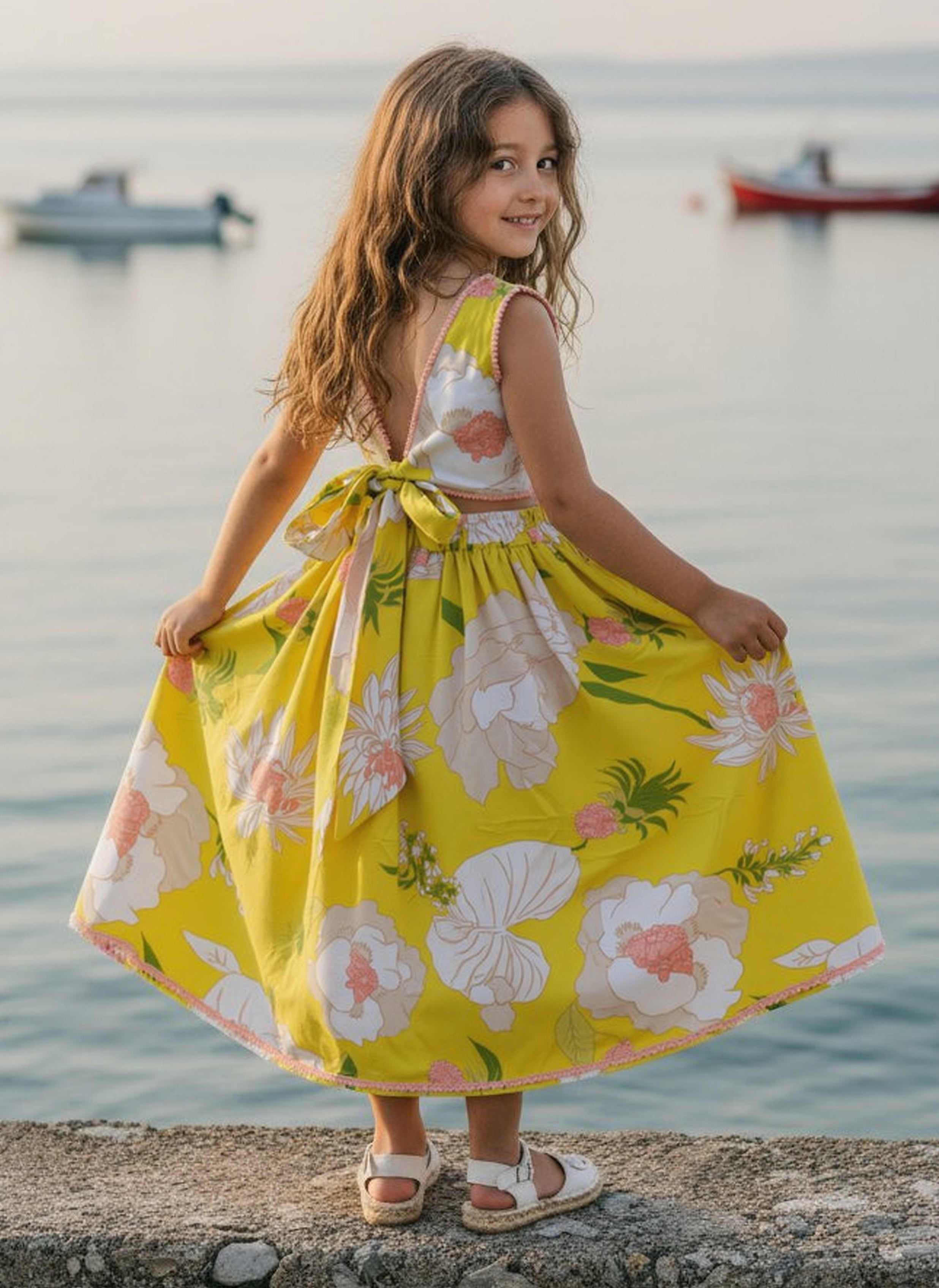 Yellow Printed Top with Lehenga