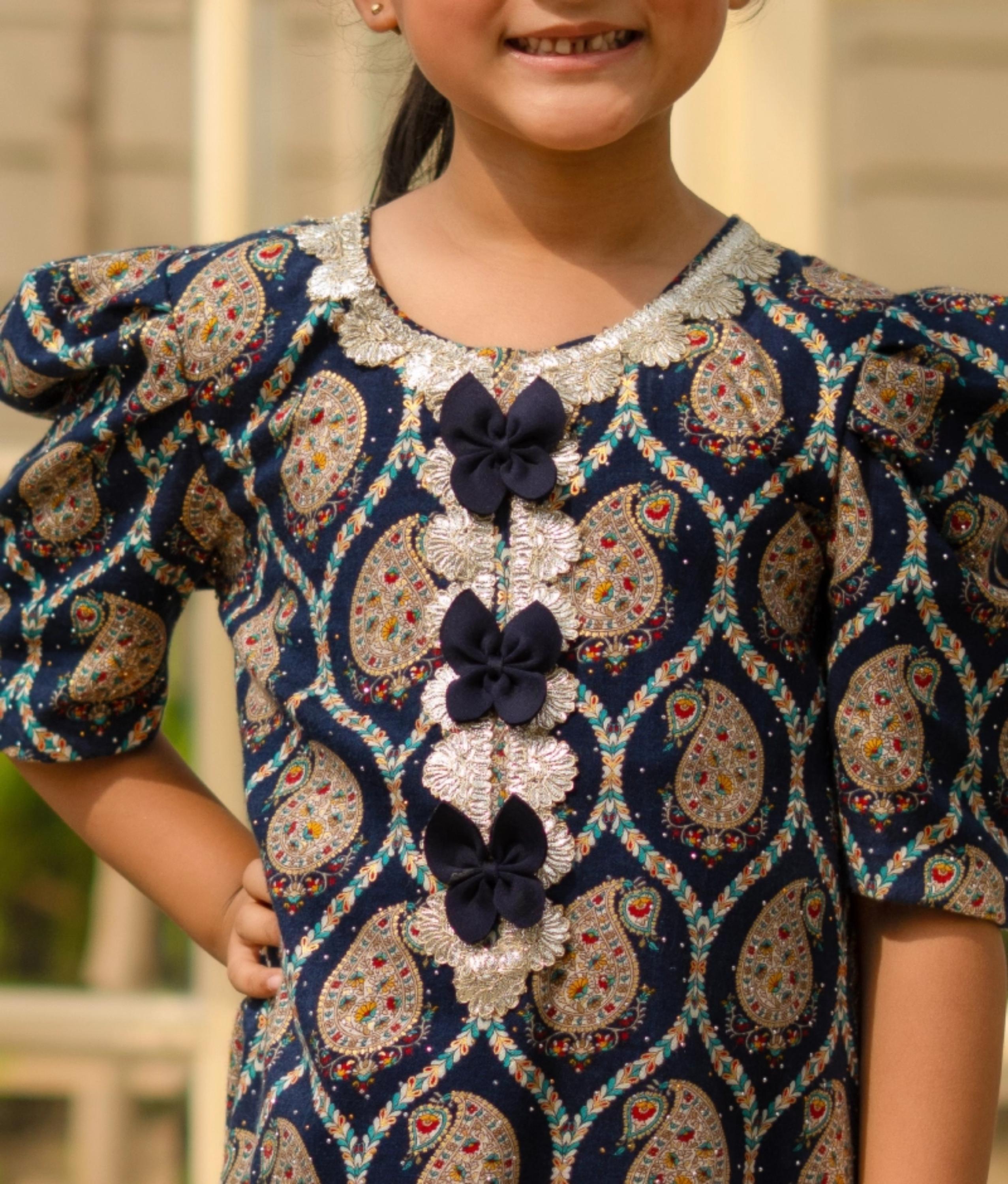Blue Printed Kurti Salwar Set