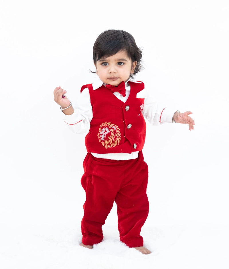 Maroon Velvet Waist Coat Set