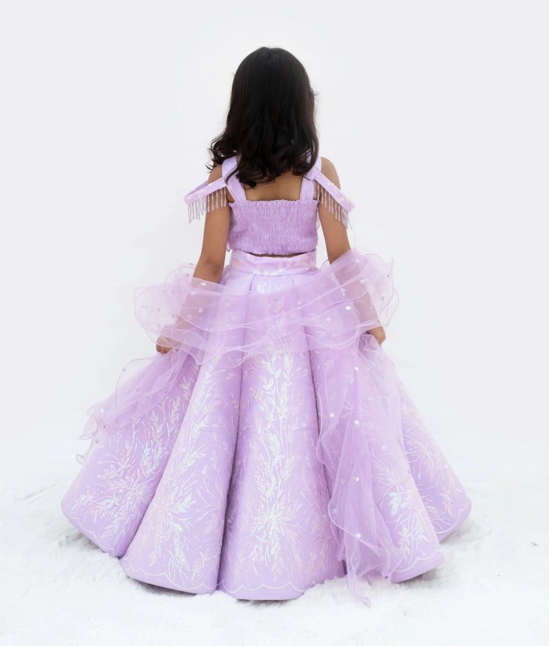 Lilac Embroidered Lehenga Choli