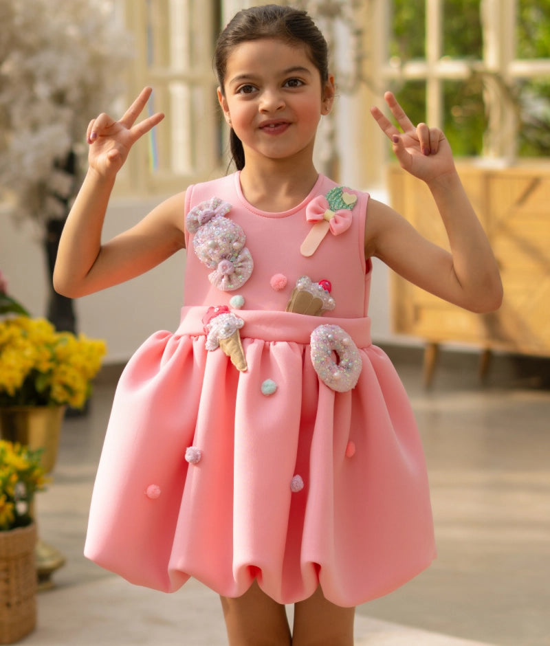 Peach Neoprene Party Dress