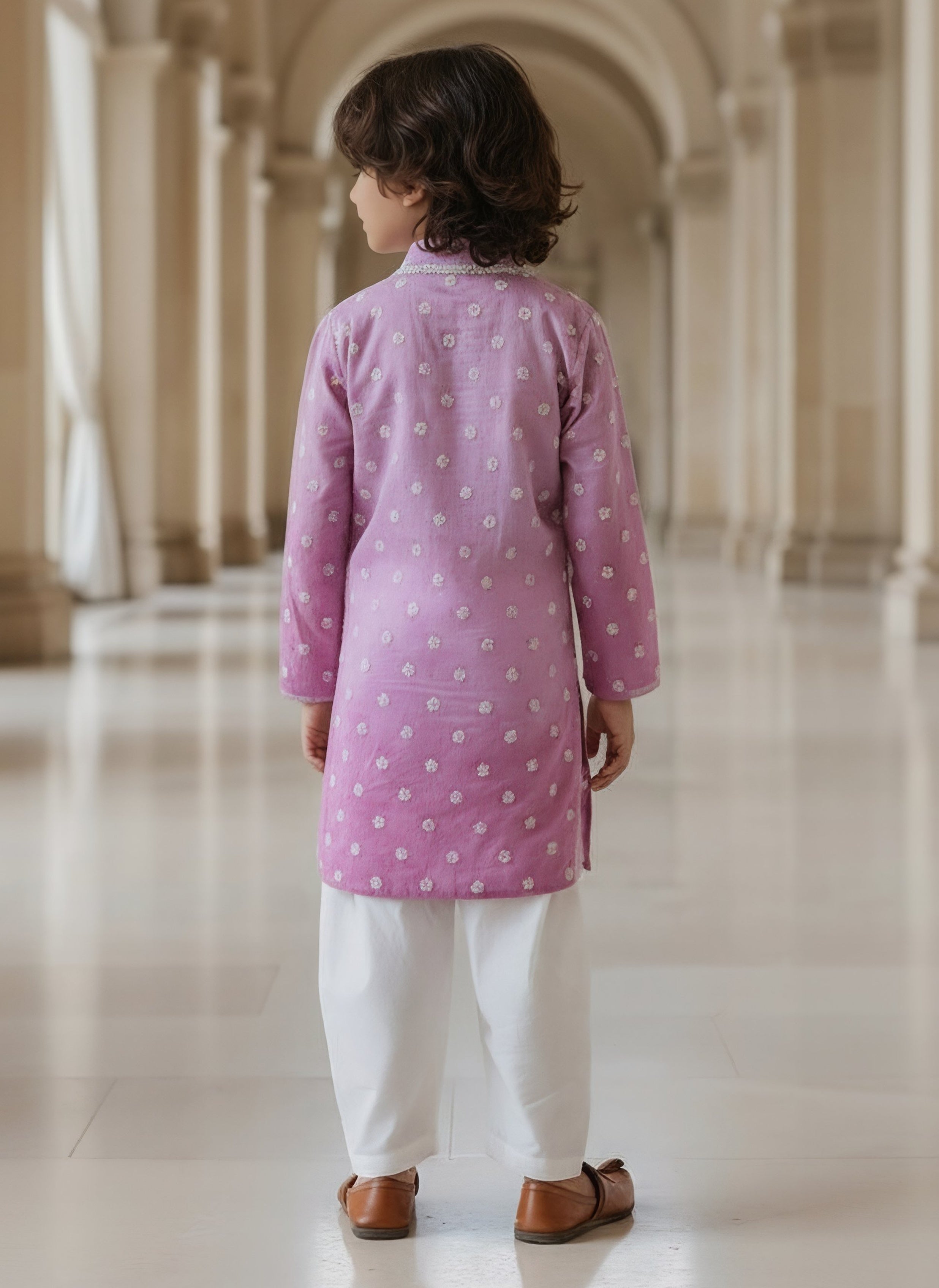 Pink Ombre Embroidered Kurta Salwar