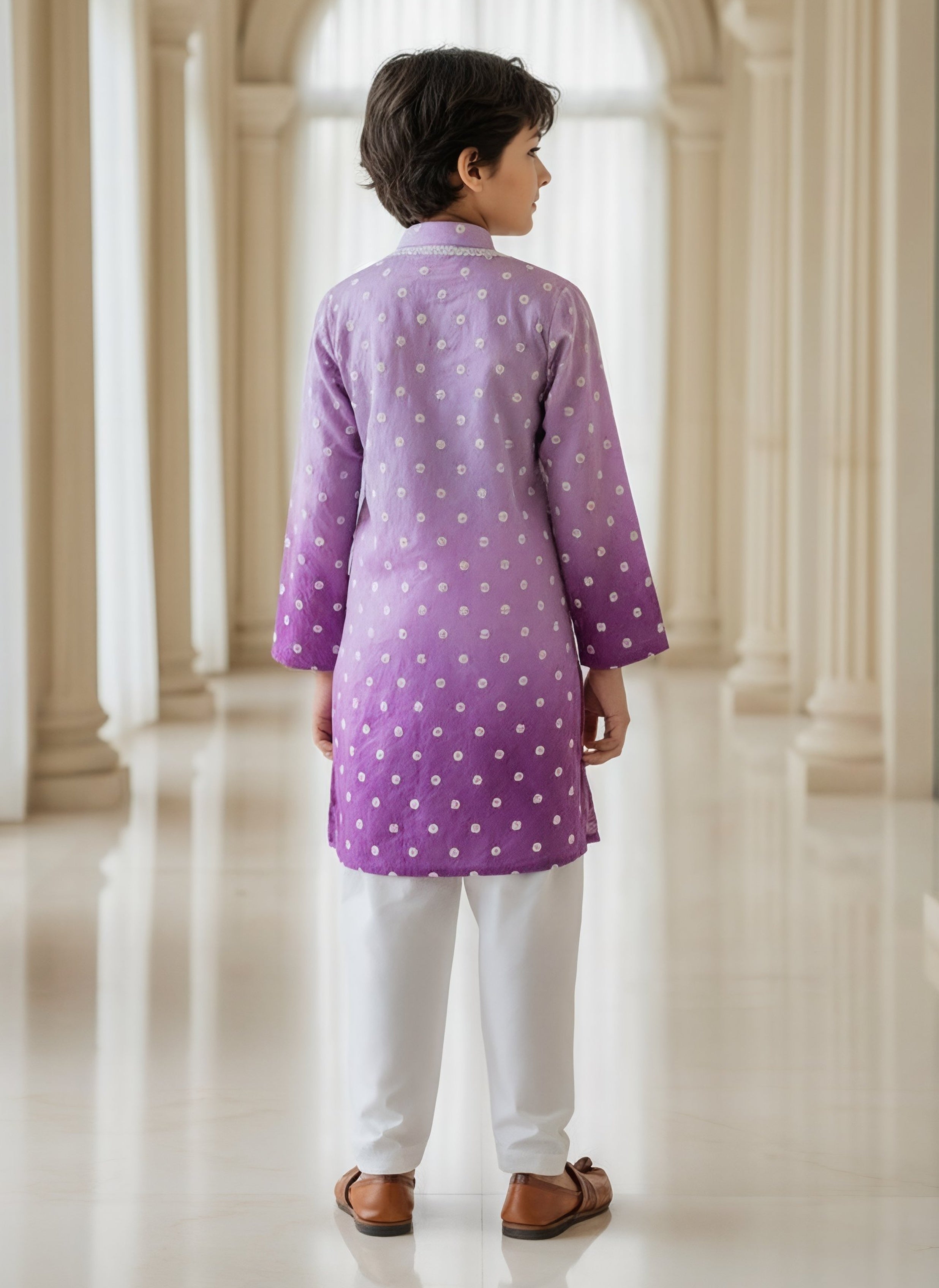 Lilac Ombre Embroidered Kurta Salwar