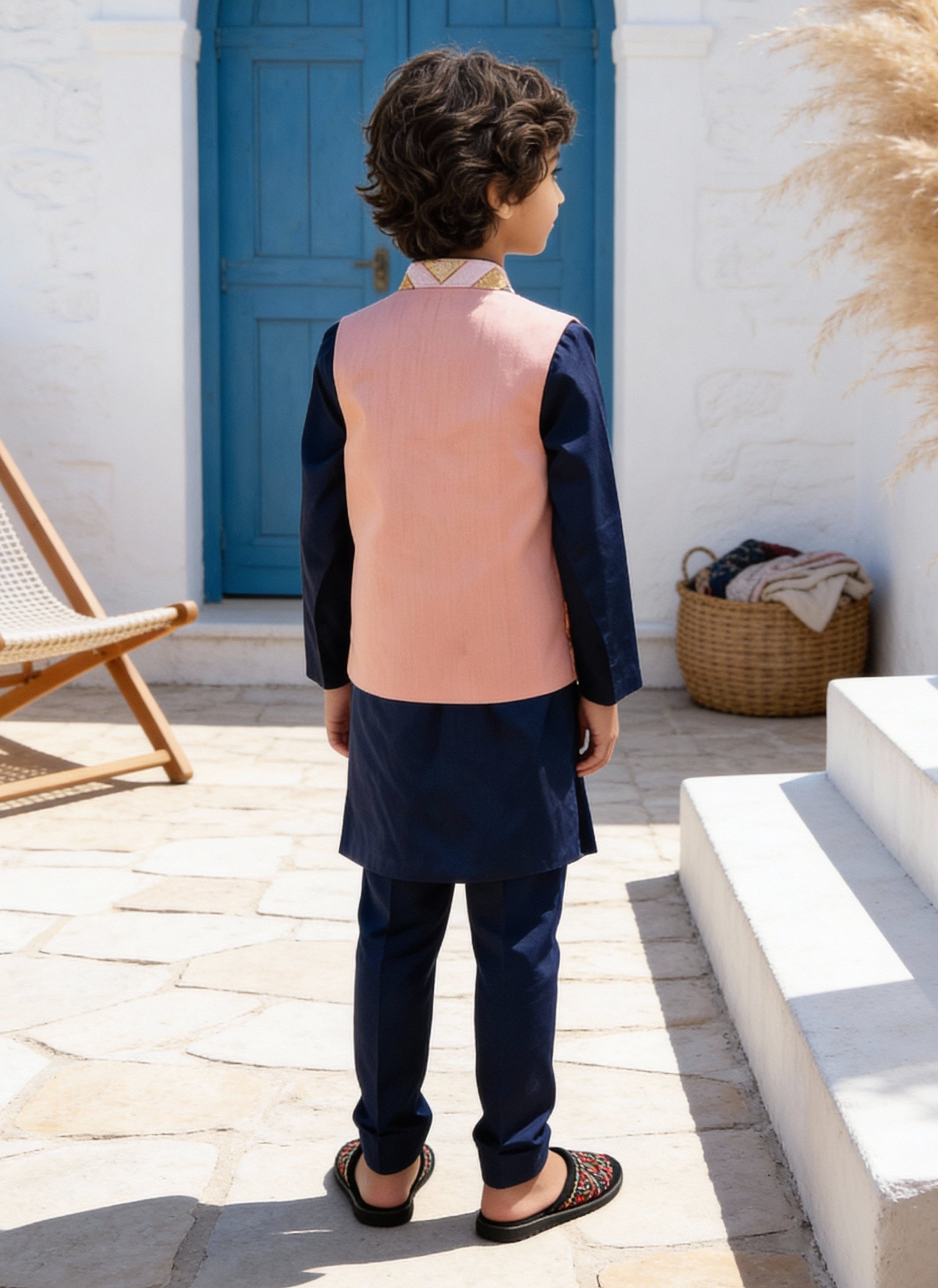 Sequence Embroidered Jacket with Blue Kurta and Pant