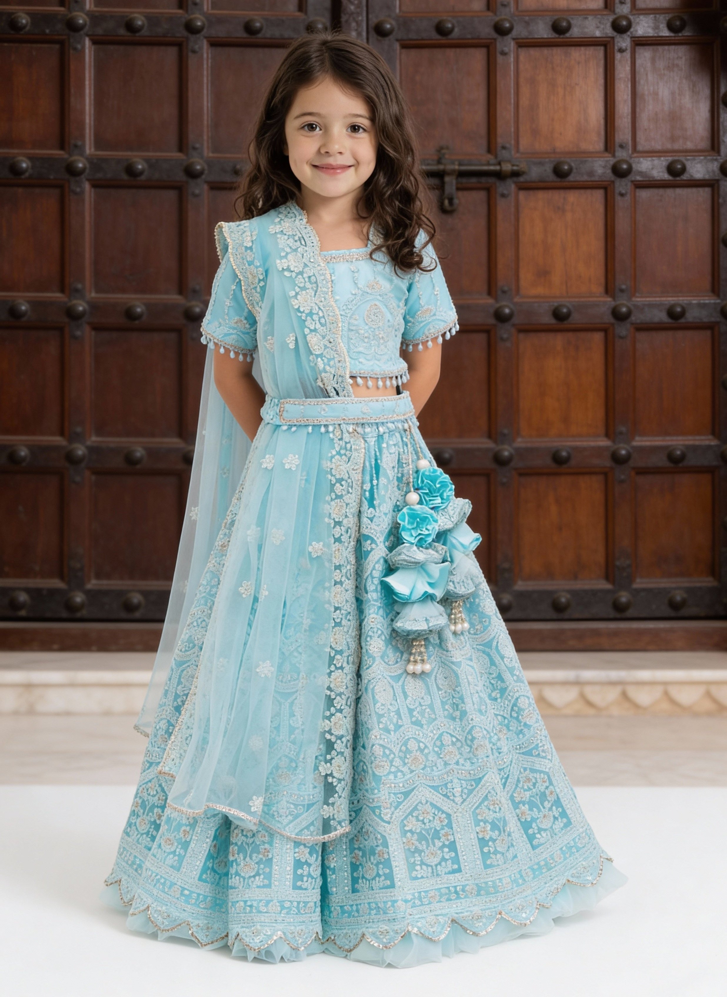 Blue Thread Lehenga for Girls