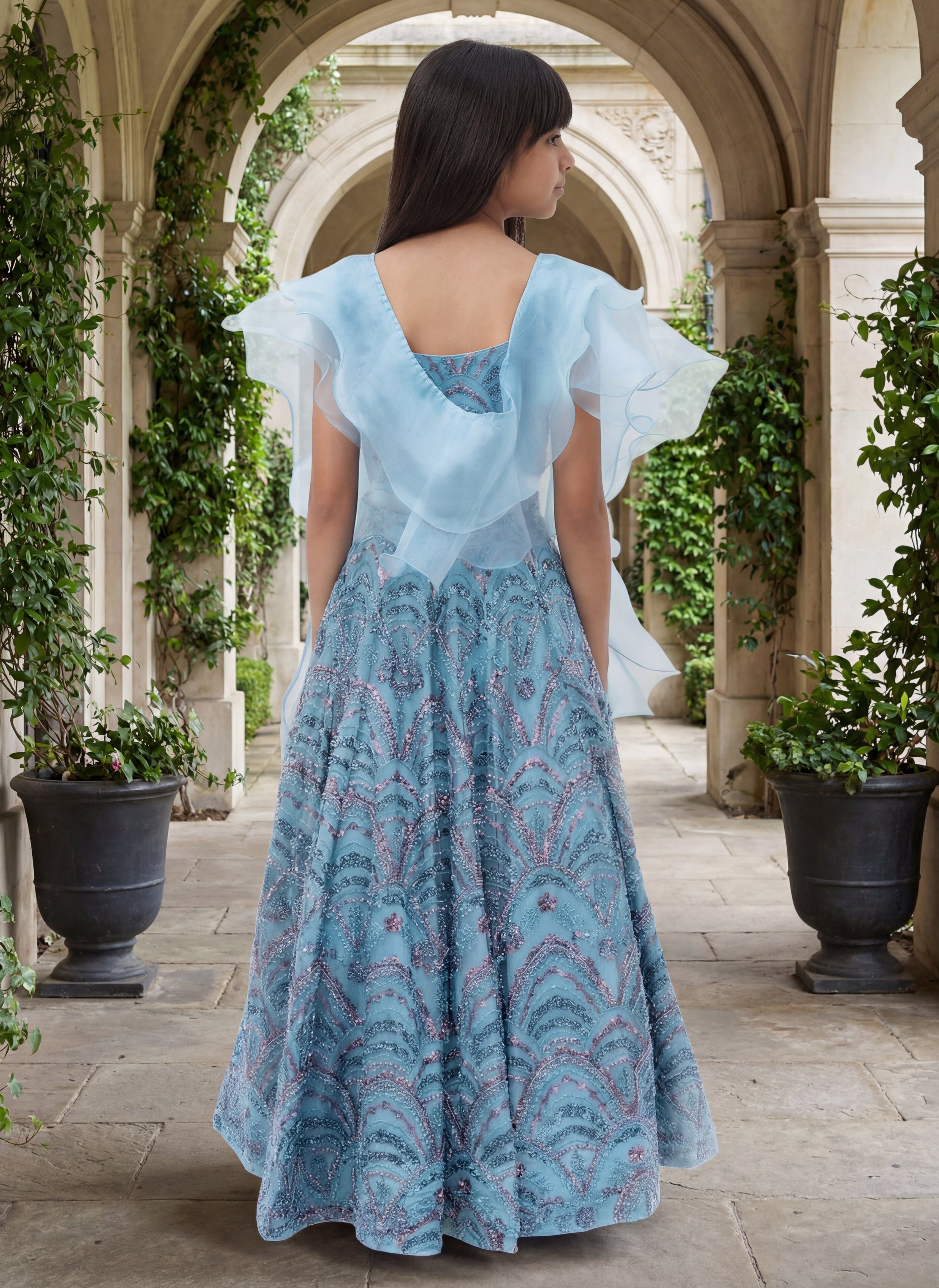 Blue Cut Dana Embroidered Lehenga Choli Set