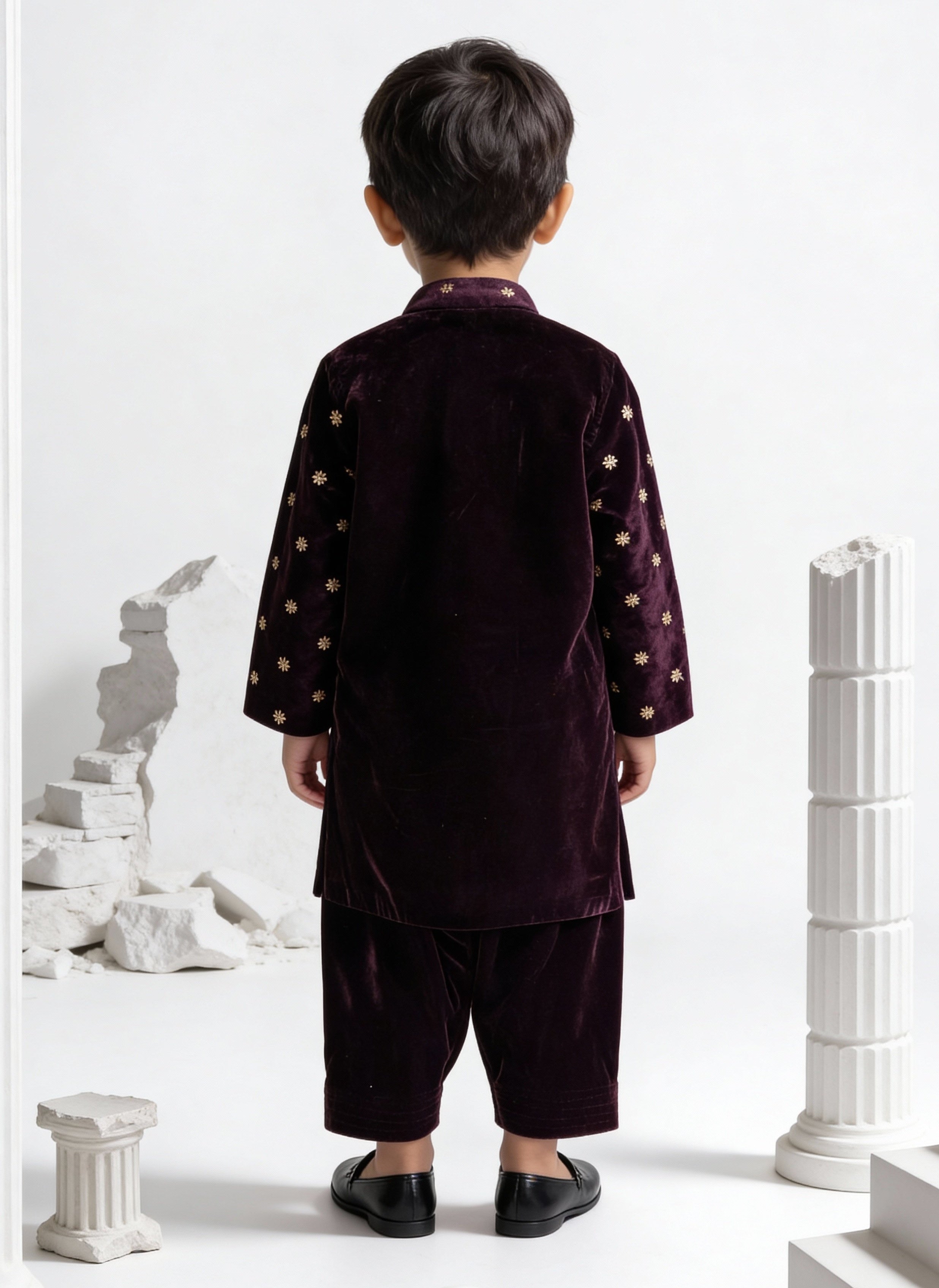 Burgundy Magic Velvet Kurta Set