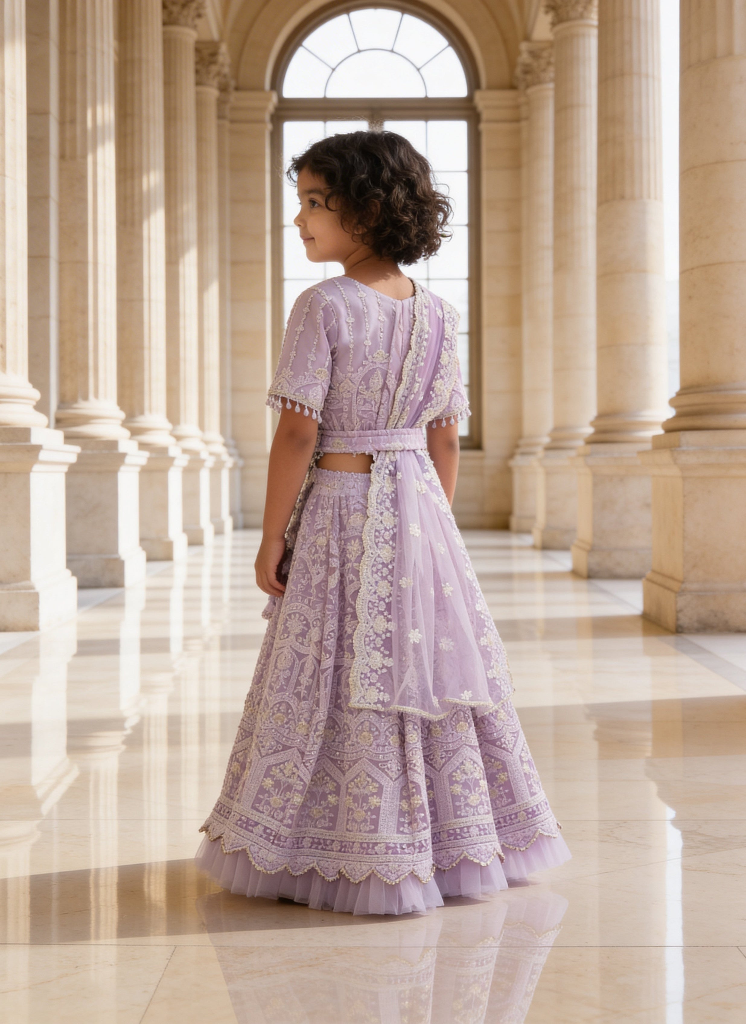 Lilac Thread Lehenga for Girls
