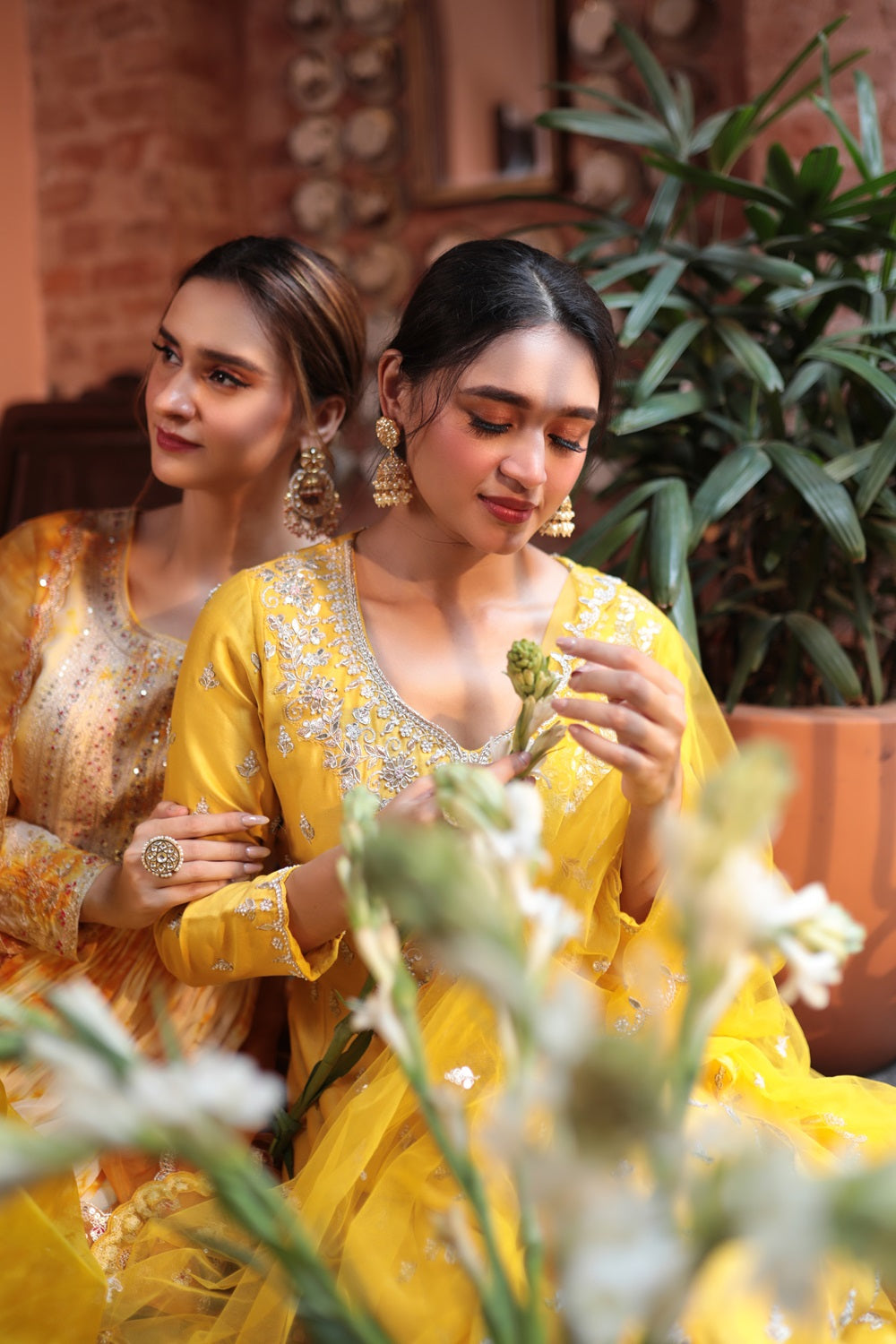 MUSTARD EMBROIDERD ANGRAKHA GOWN