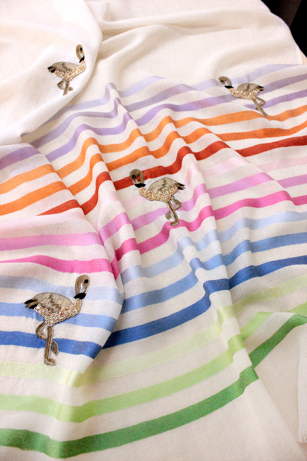 Flamingo Style | Embroidered Fine Wool Silk Stripe