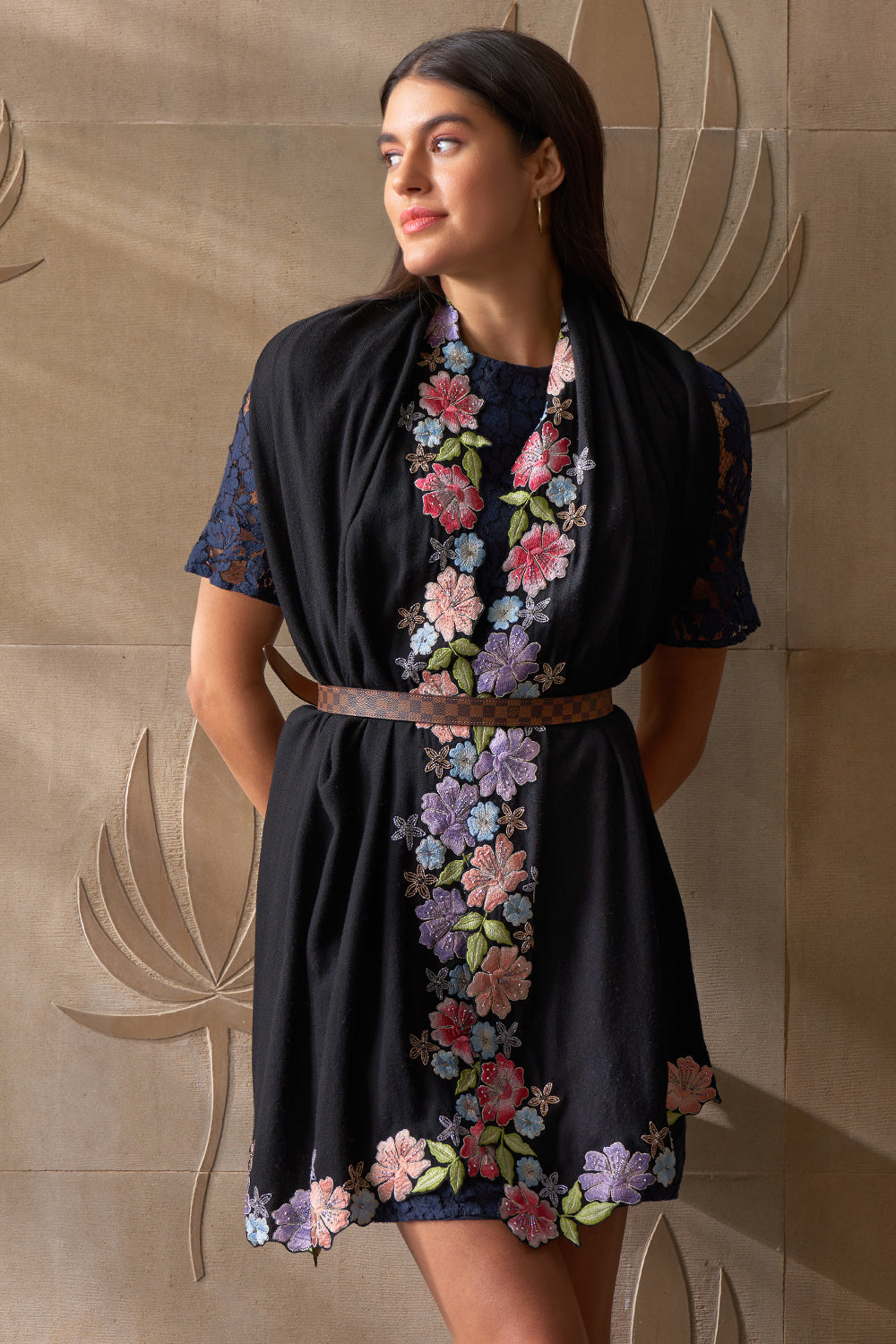 Floral Sprinkle | Embroidered Wool Silk Stole