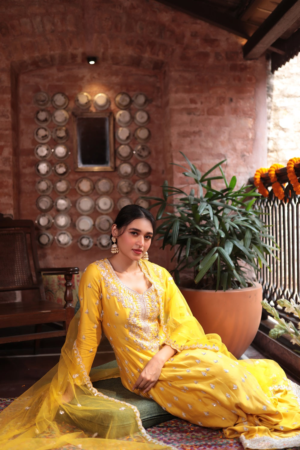 MUSTARD EMBROIDERD SUIT