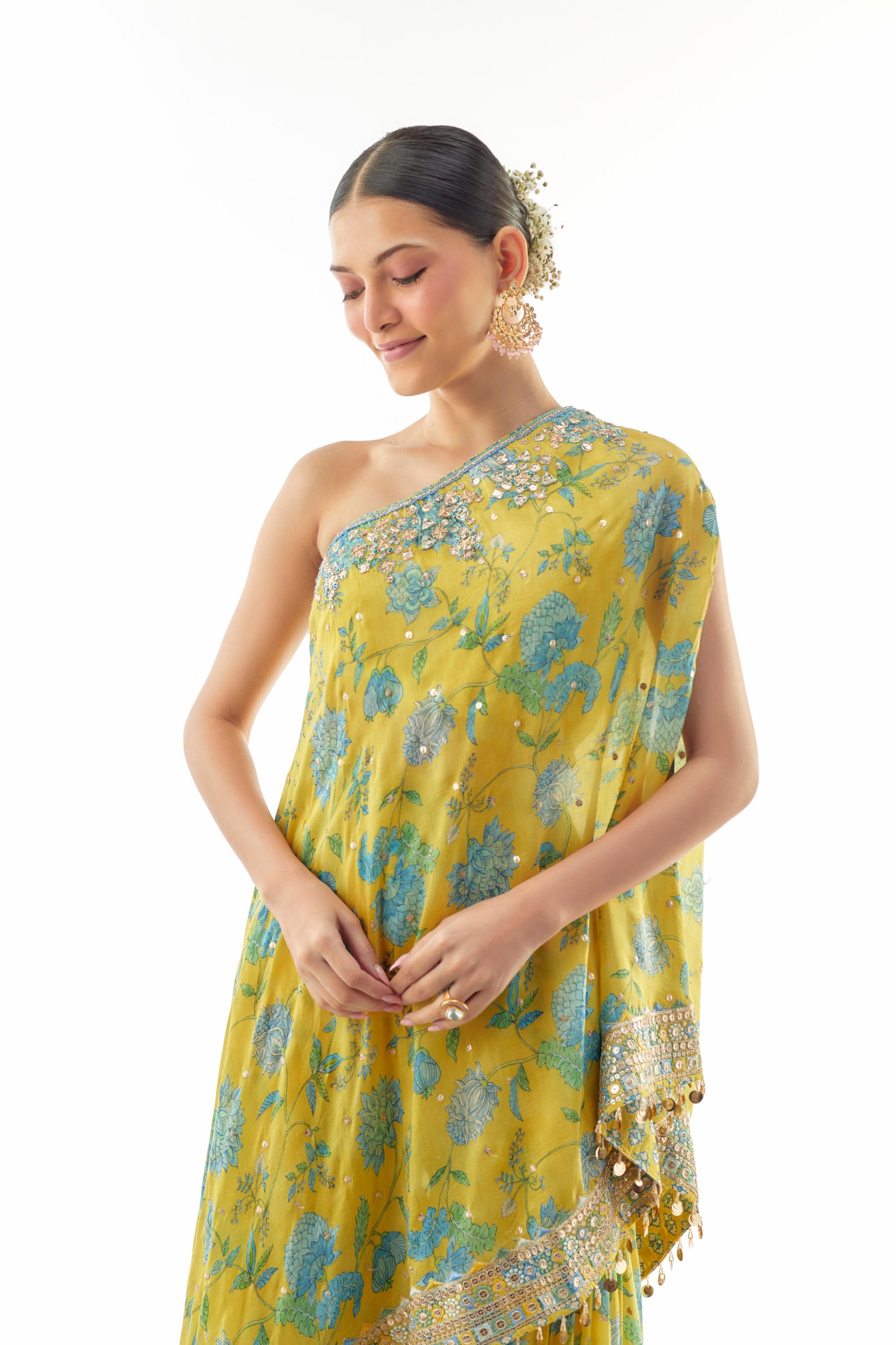 Sumedha One Shoulder Sharara Set