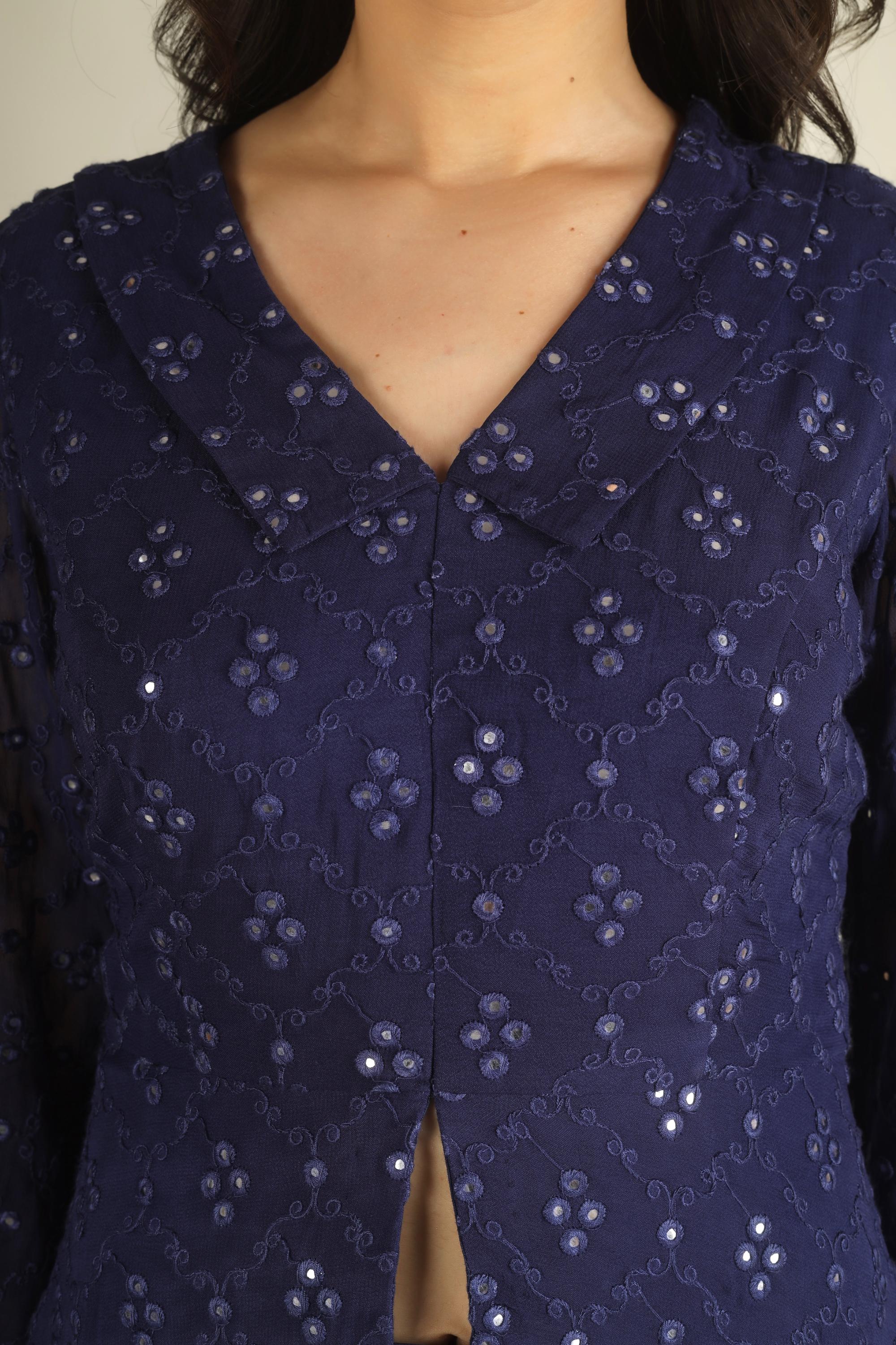 Women's Georgette Midnight blue Co-ord set