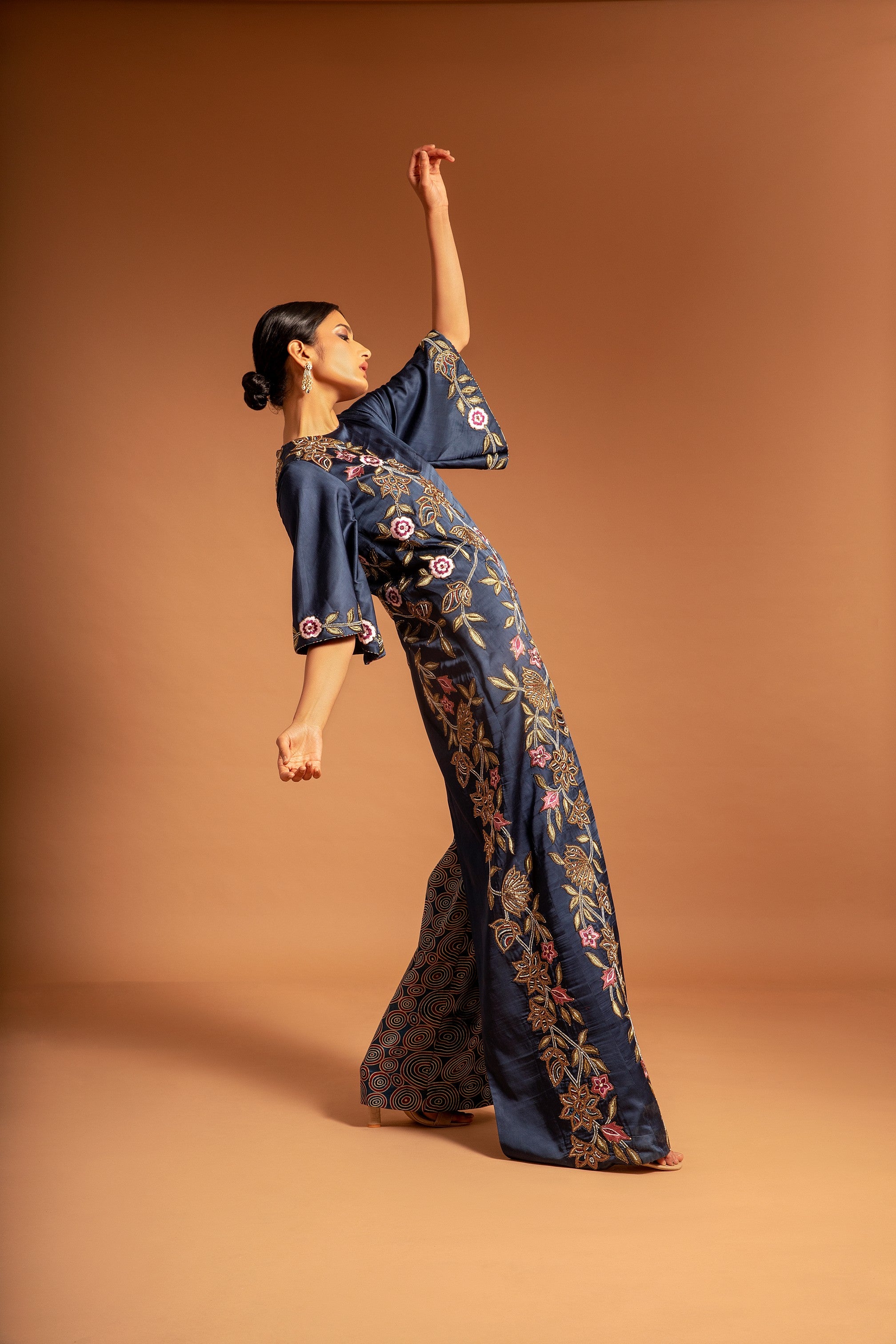 Blue ajrakh patchwork jumpsuit