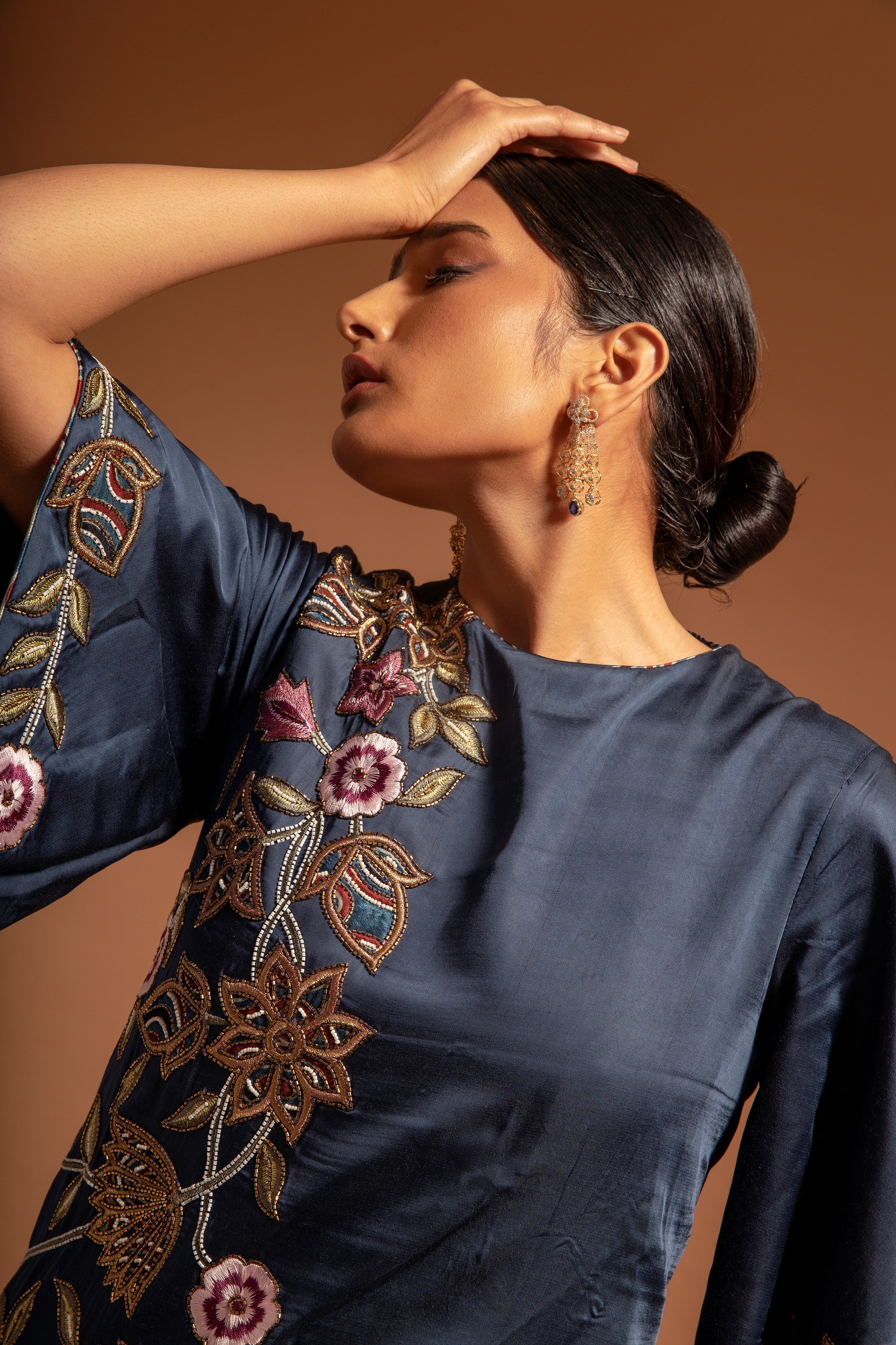 Blue ajrakh patchwork jumpsuit
