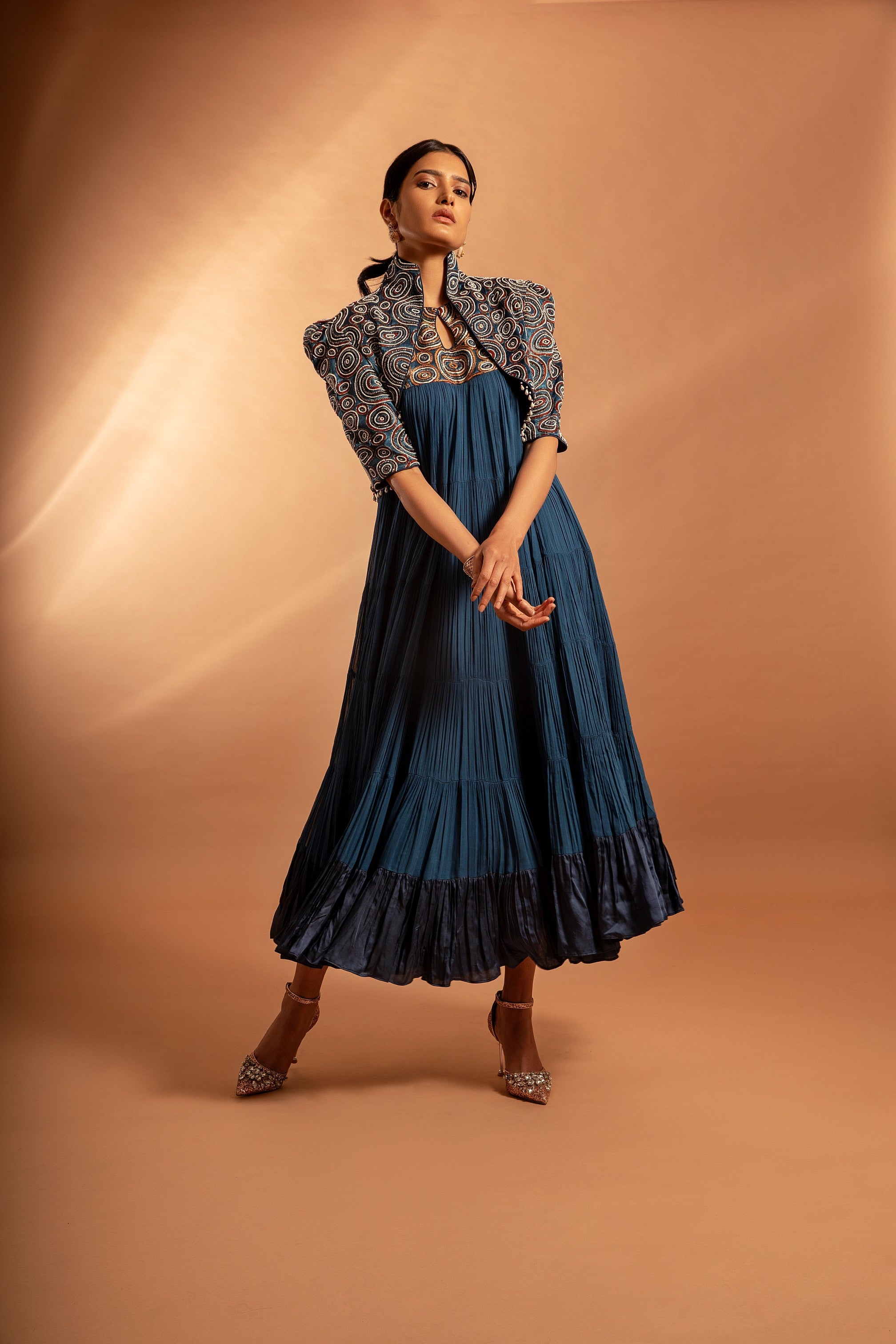 MICROMATIC ANKLE LENGTH DRESS WITH JACKET