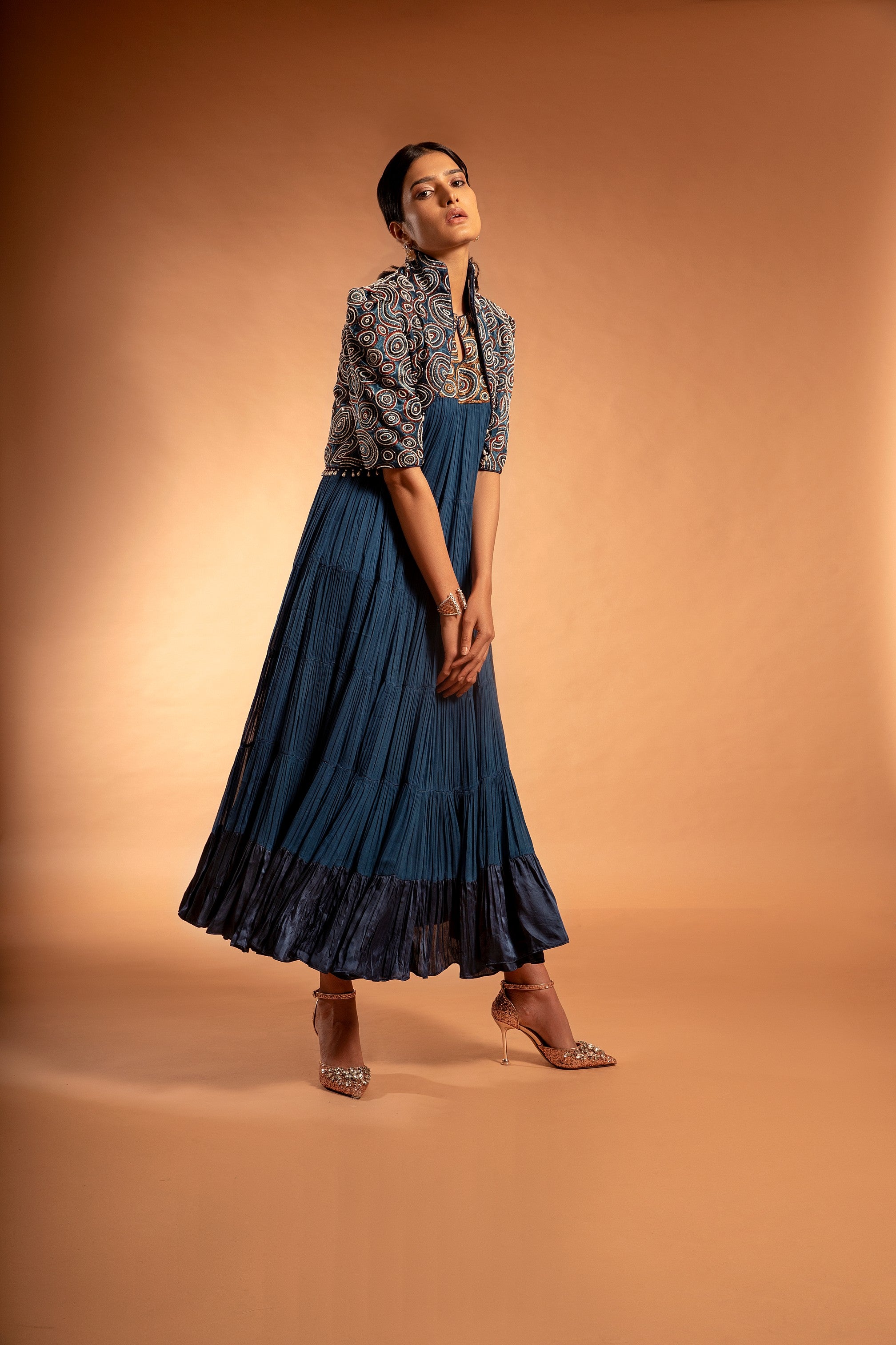 MICROMATIC ANKLE LENGTH DRESS WITH JACKET