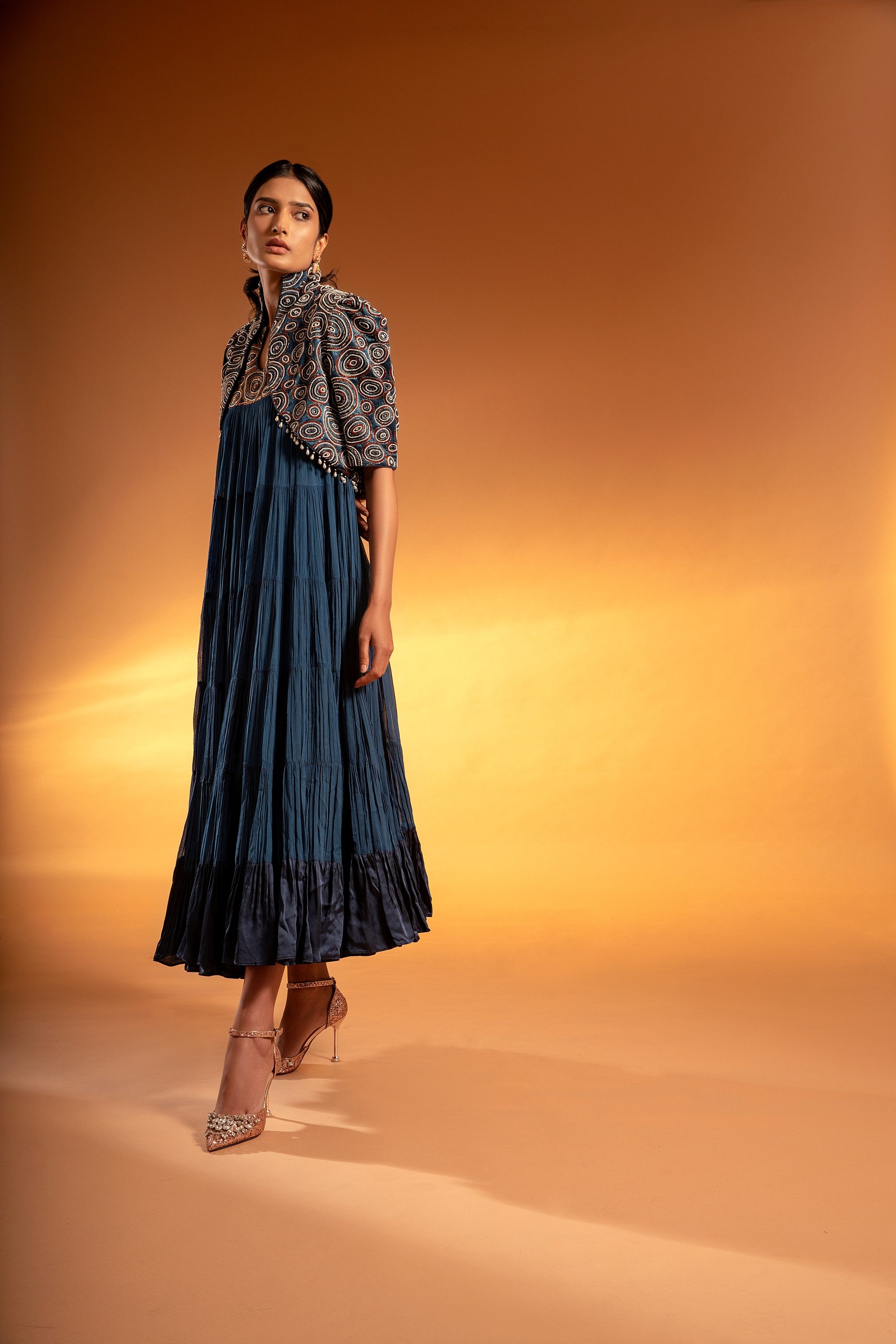 MICROMATIC ANKLE LENGTH DRESS WITH JACKET