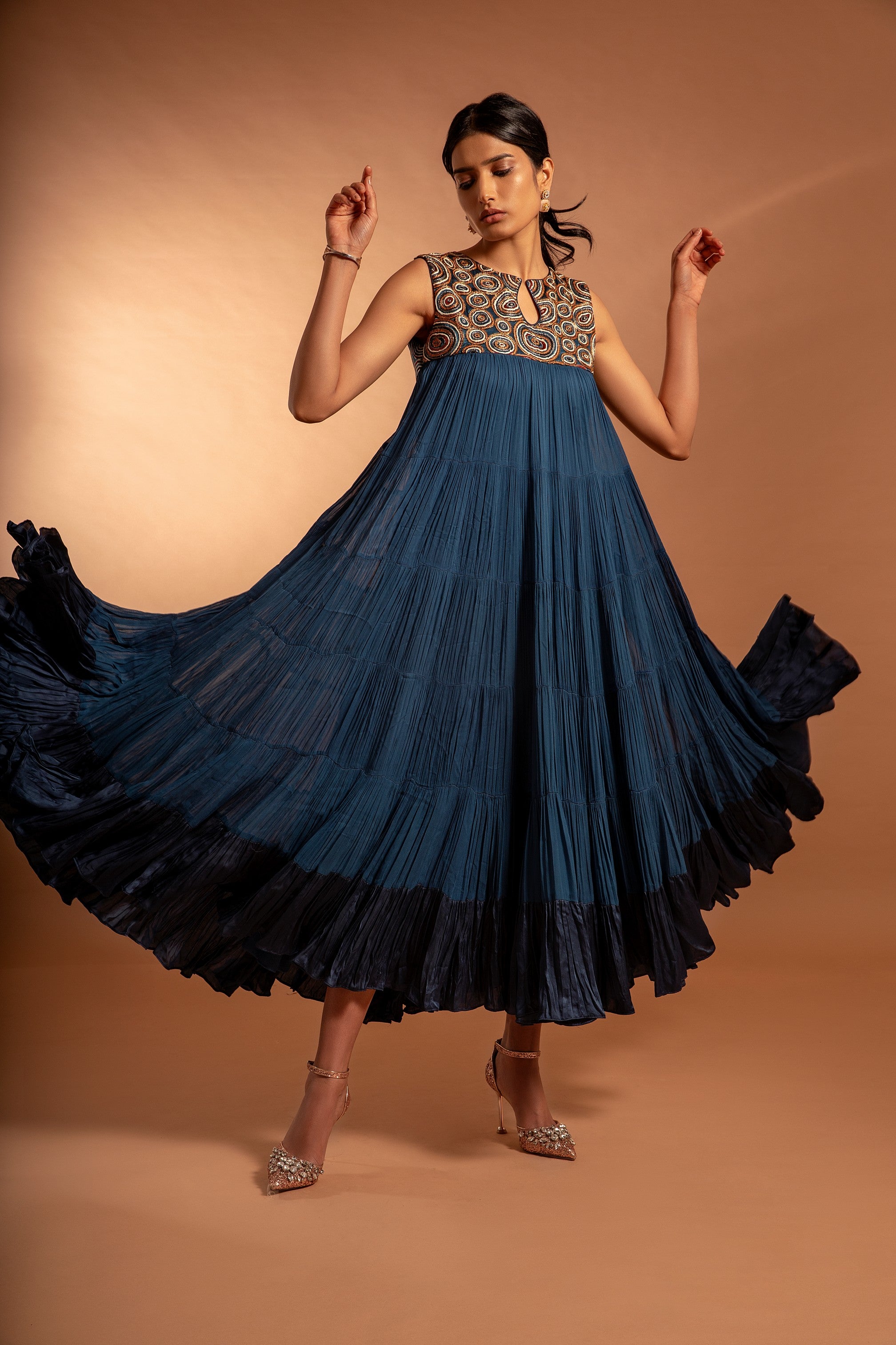 MICROMATIC ANKLE LENGTH DRESS WITH JACKET