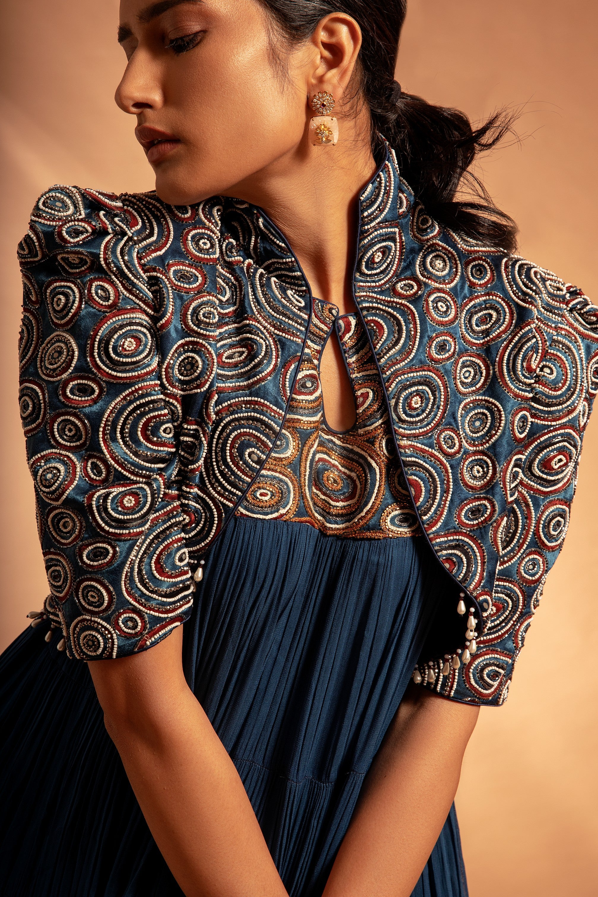 MICROMATIC ANKLE LENGTH DRESS WITH JACKET