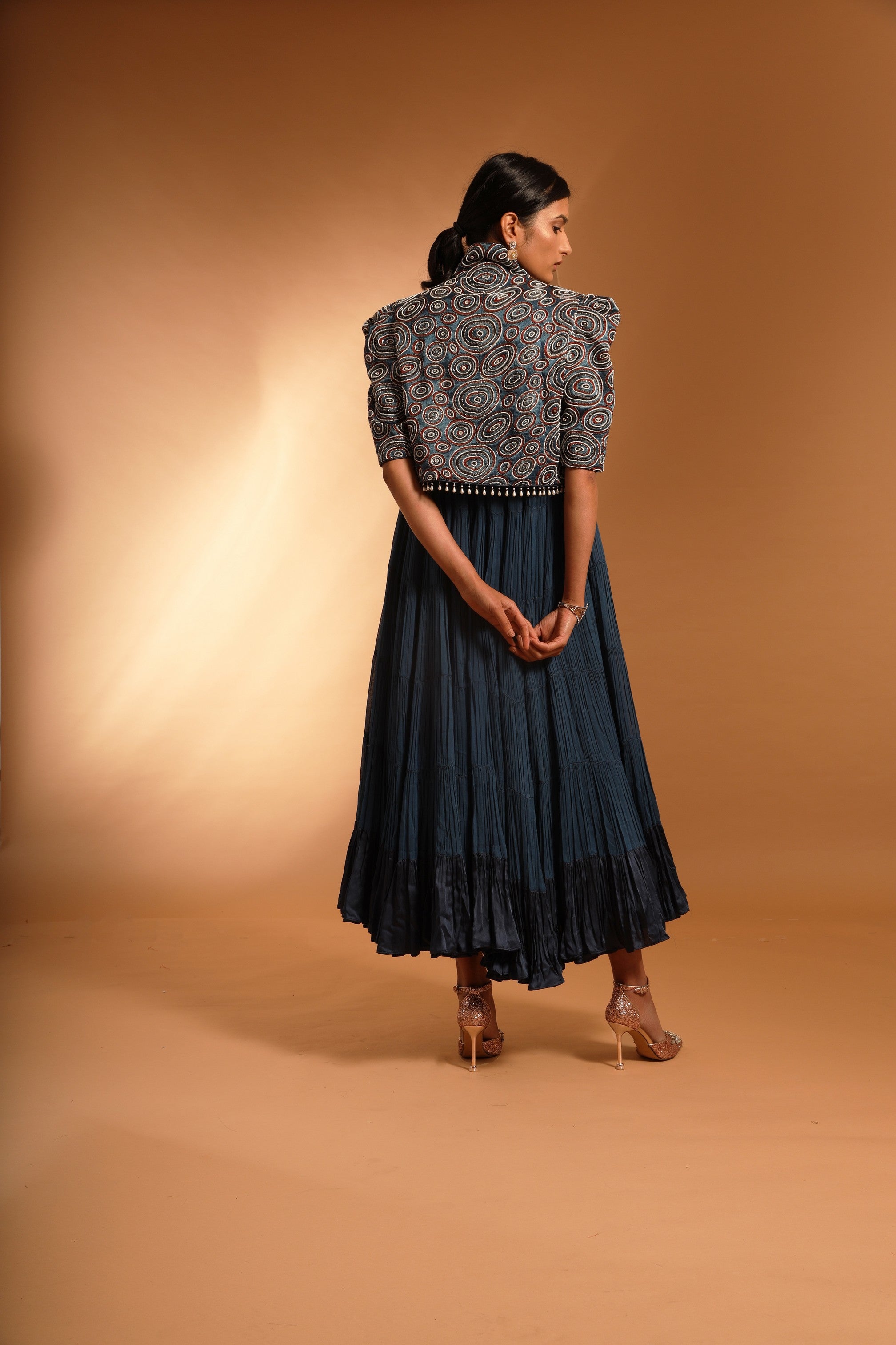 MICROMATIC ANKLE LENGTH DRESS WITH JACKET