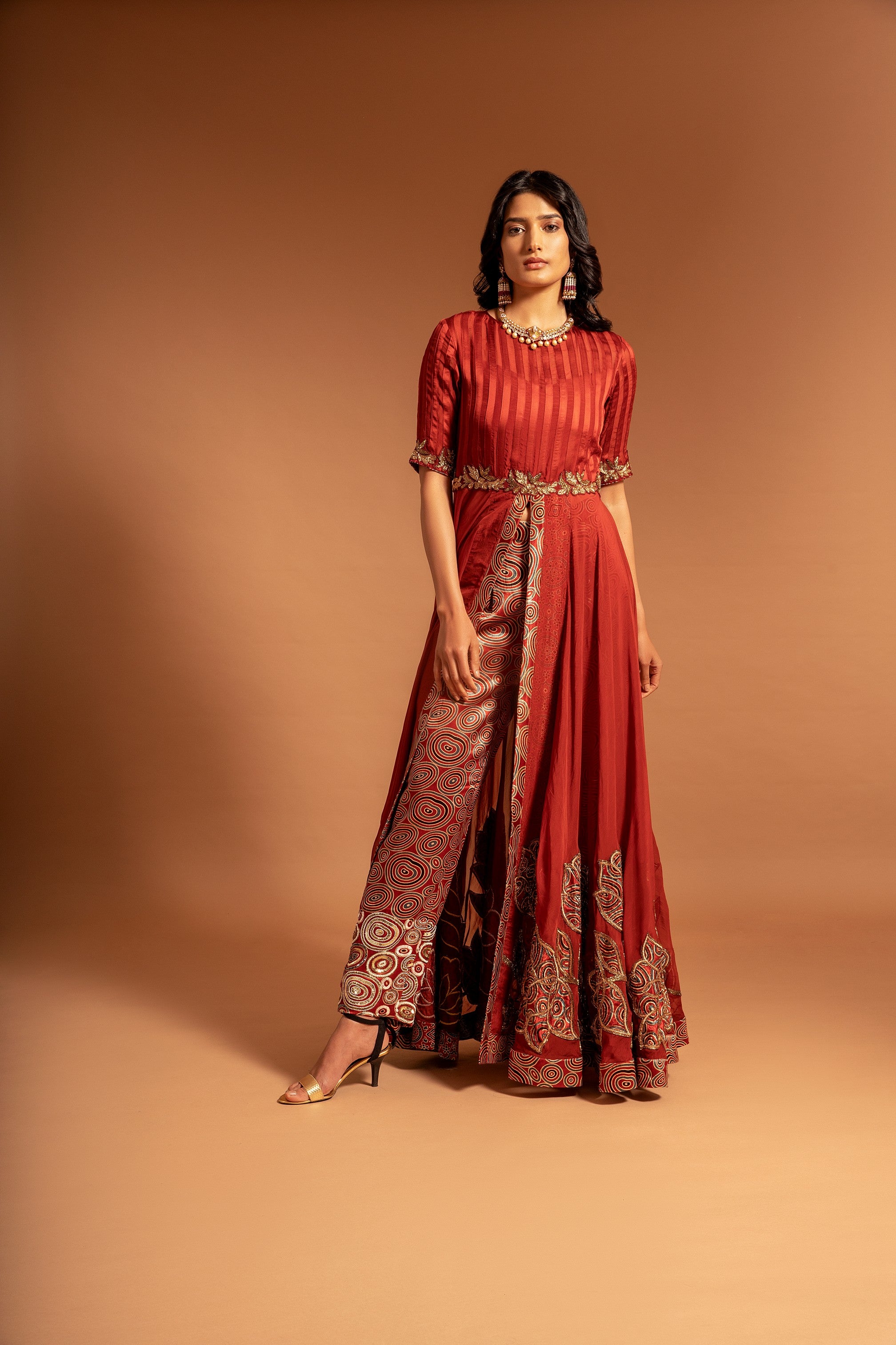 ANTLIA ORGANZA ANARKALI GOWN WITH FRONT SLIT