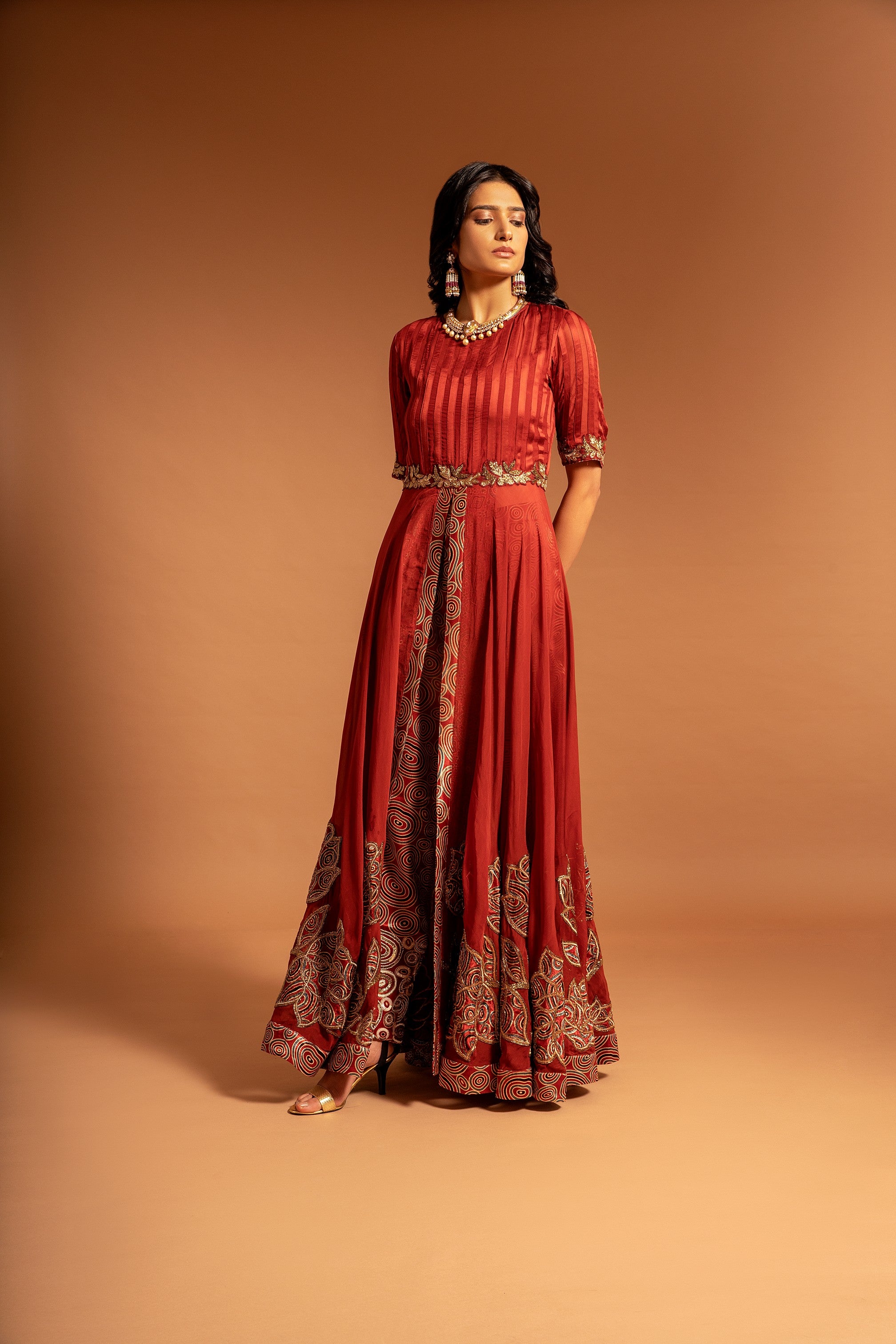 ANTLIA ORGANZA ANARKALI GOWN WITH FRONT SLIT