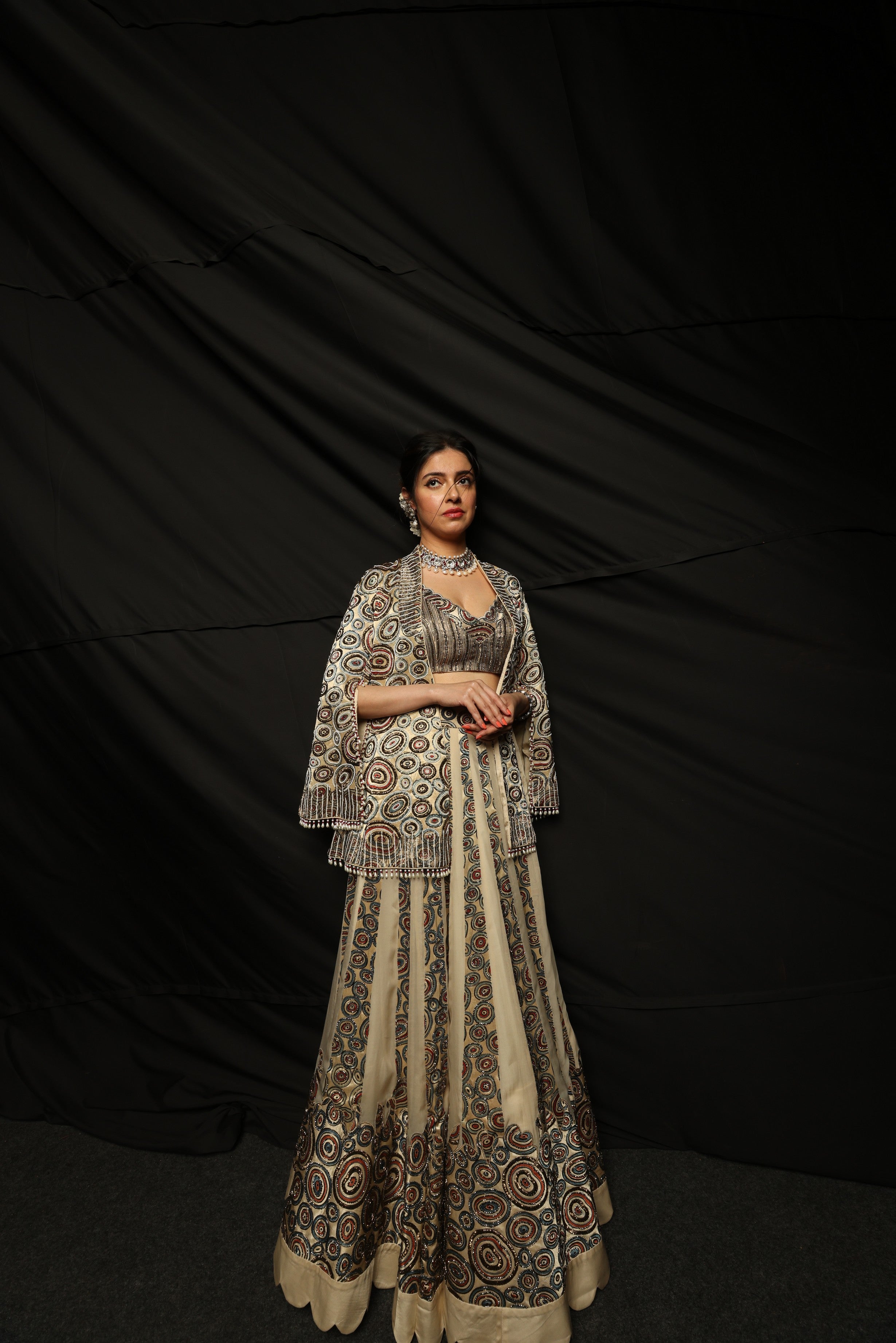 RIPLEY JACKET WITH BLOUSE & ORGANZA AJRAK SKIRT