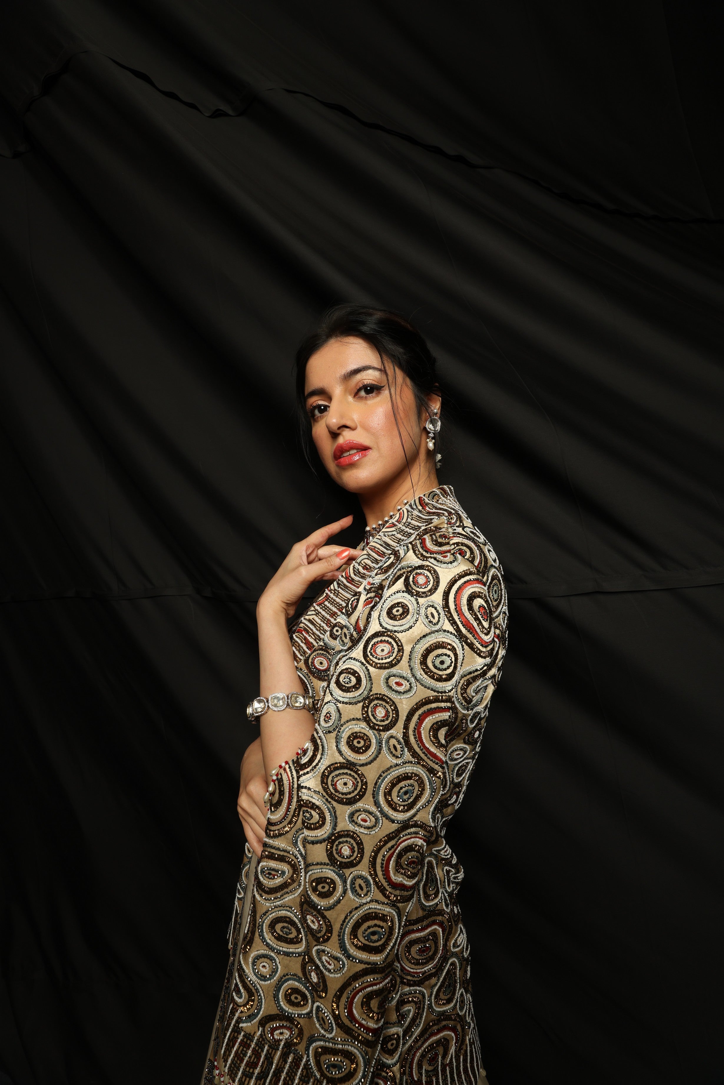 RIPLEY JACKET WITH BLOUSE & ORGANZA AJRAK SKIRT