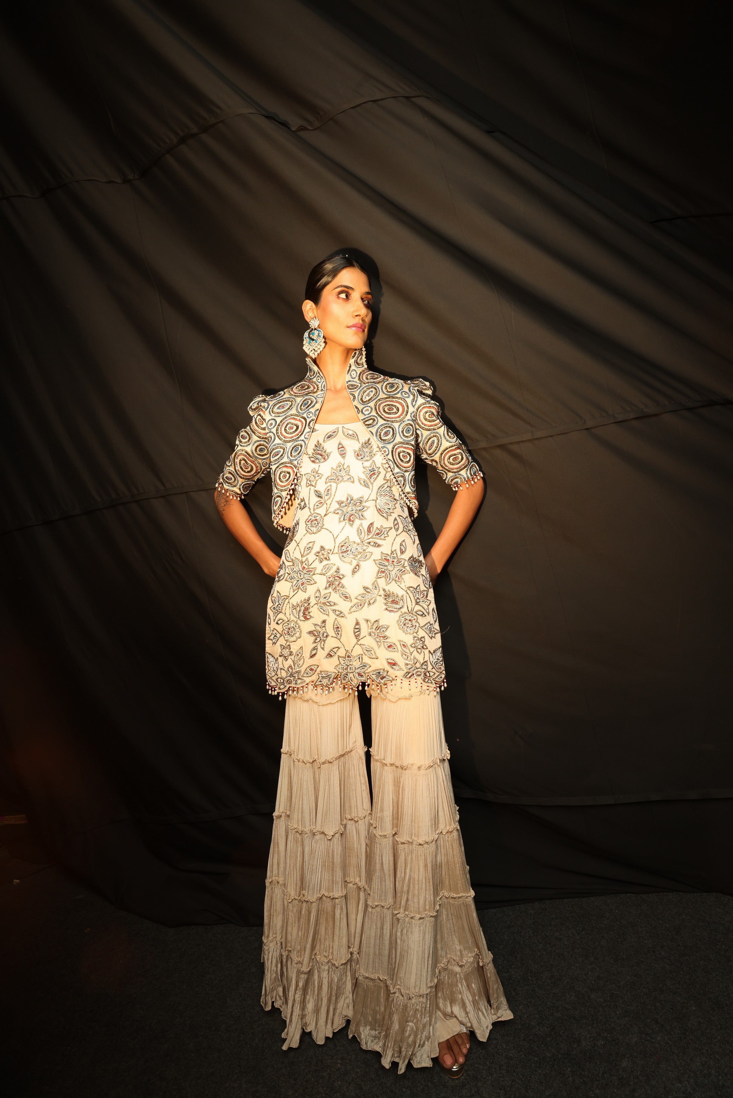 AURORA KURTA JACKET & 3 LAYERED SHARARA