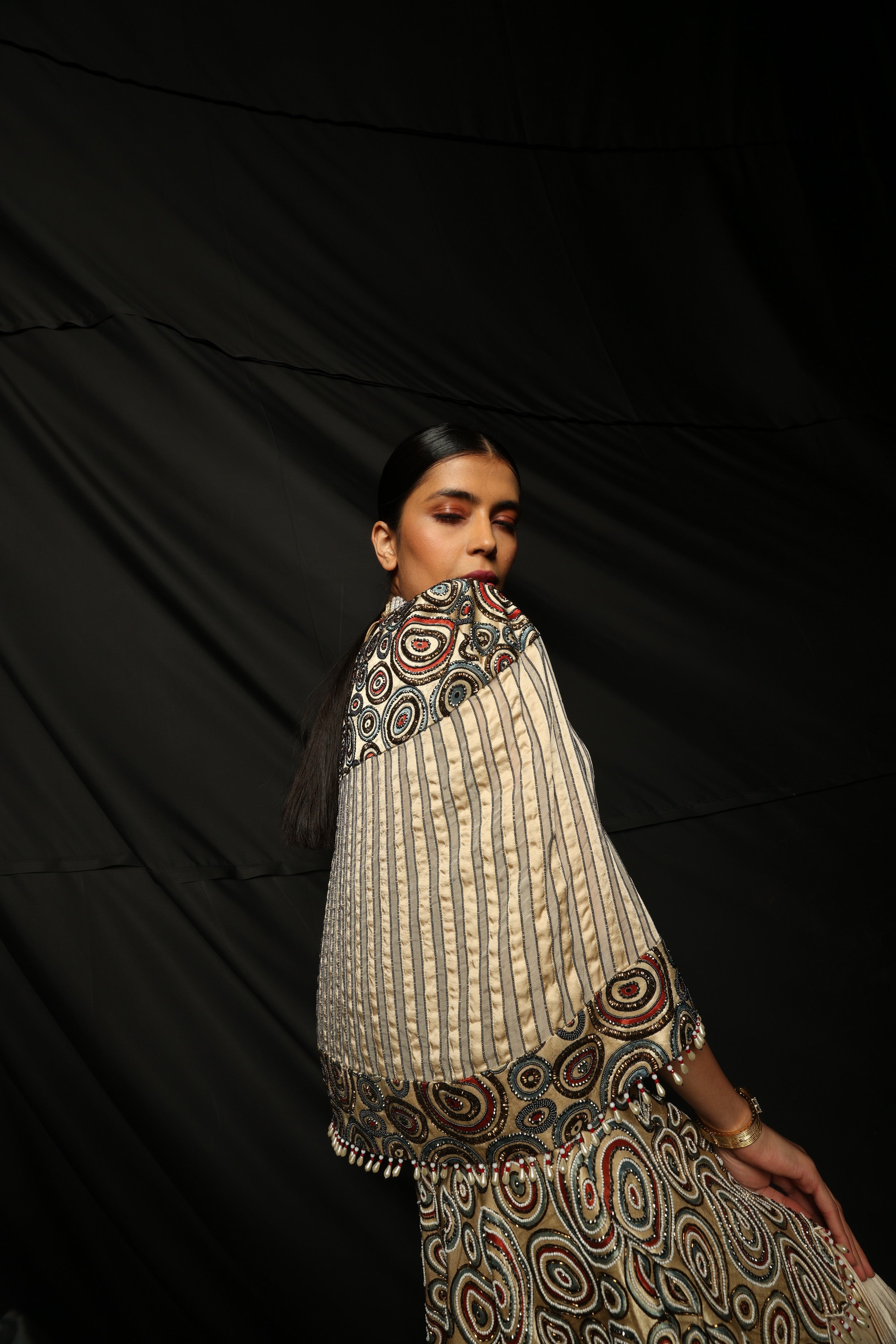 CASSINI' JACKET WITH BLOUSE & FLARED PANTS