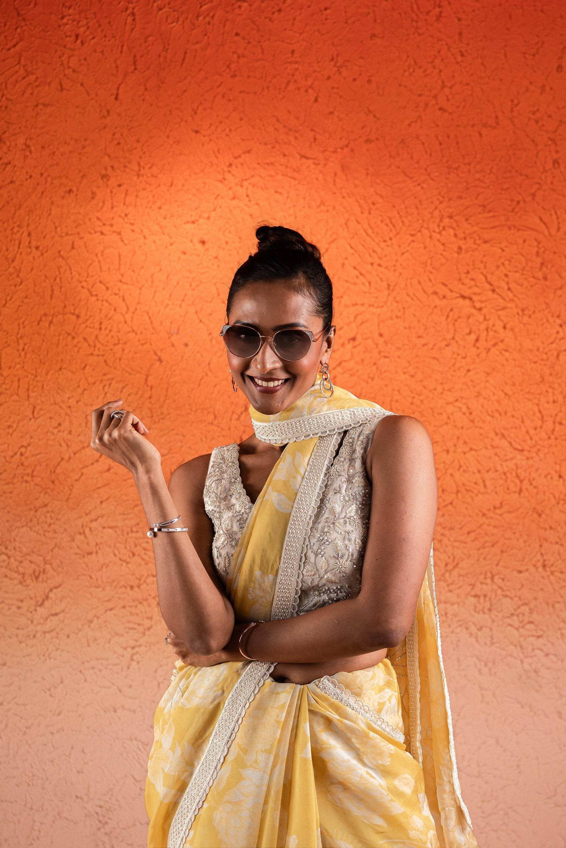 Corn Yellow Saree Set