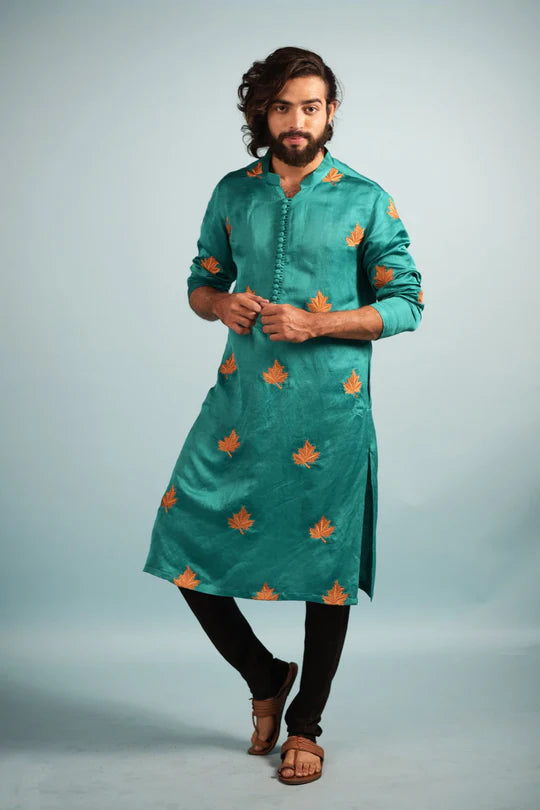Green Embroidered Kurta
