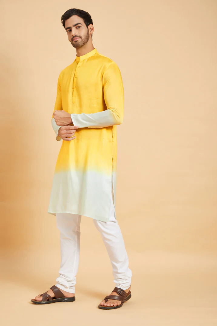 Lahza Yellow Ombre Kurta