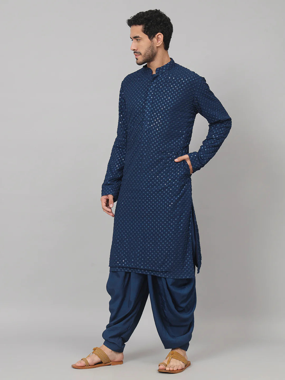 Teal Blue Mirror Kurta