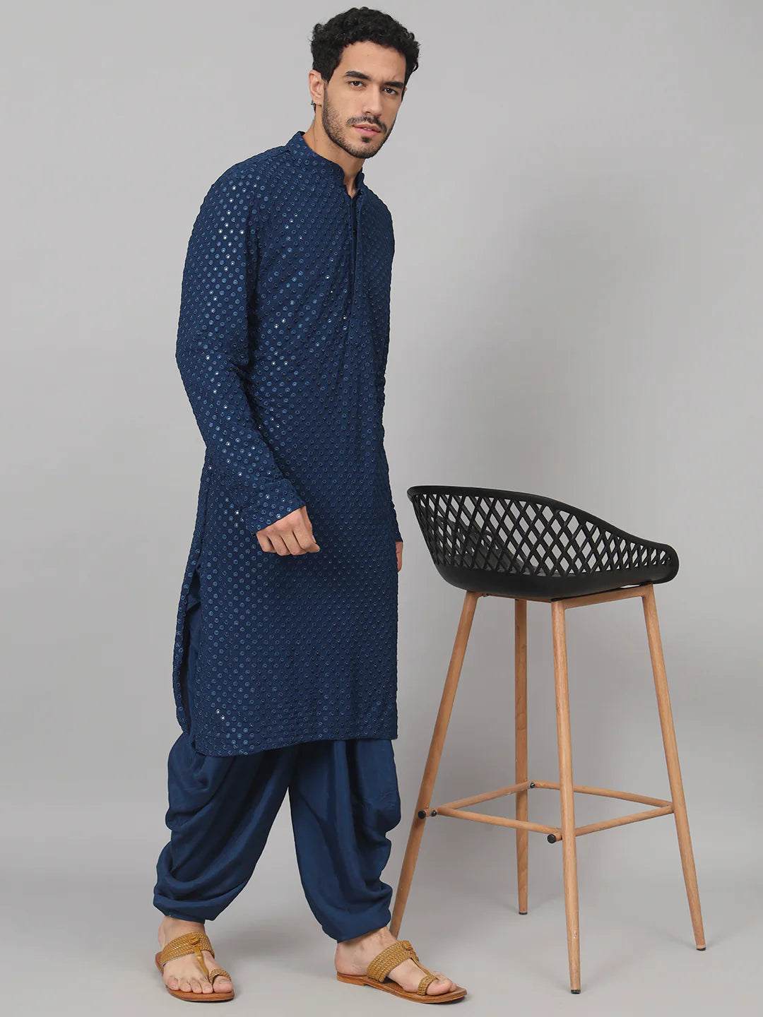 Teal Blue Mirror Kurta